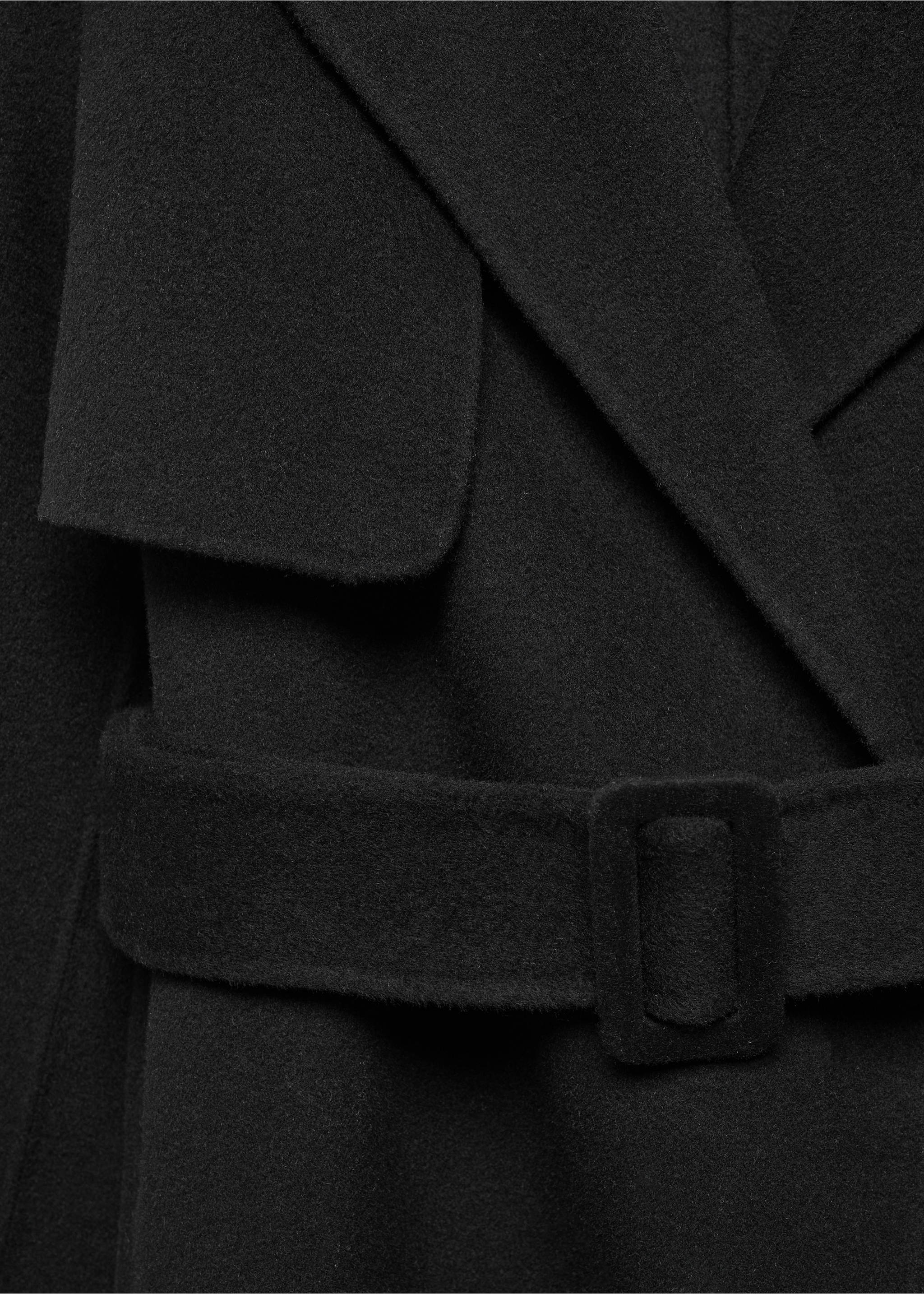 Handmade wool coat with belt - Details of the article 8, Black. Ref: 57006716-00.