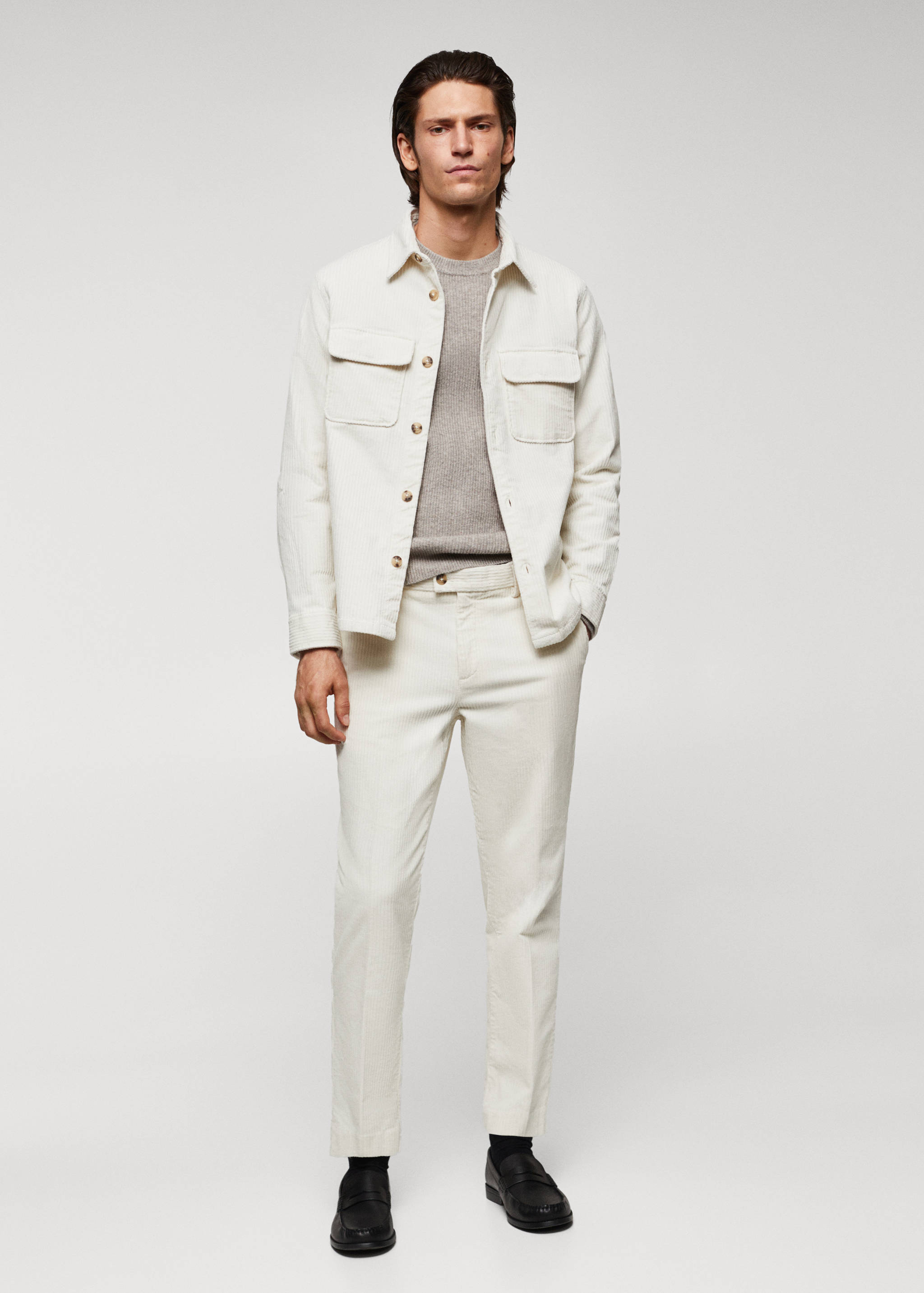 Corduroy pockets overshirt - General plane