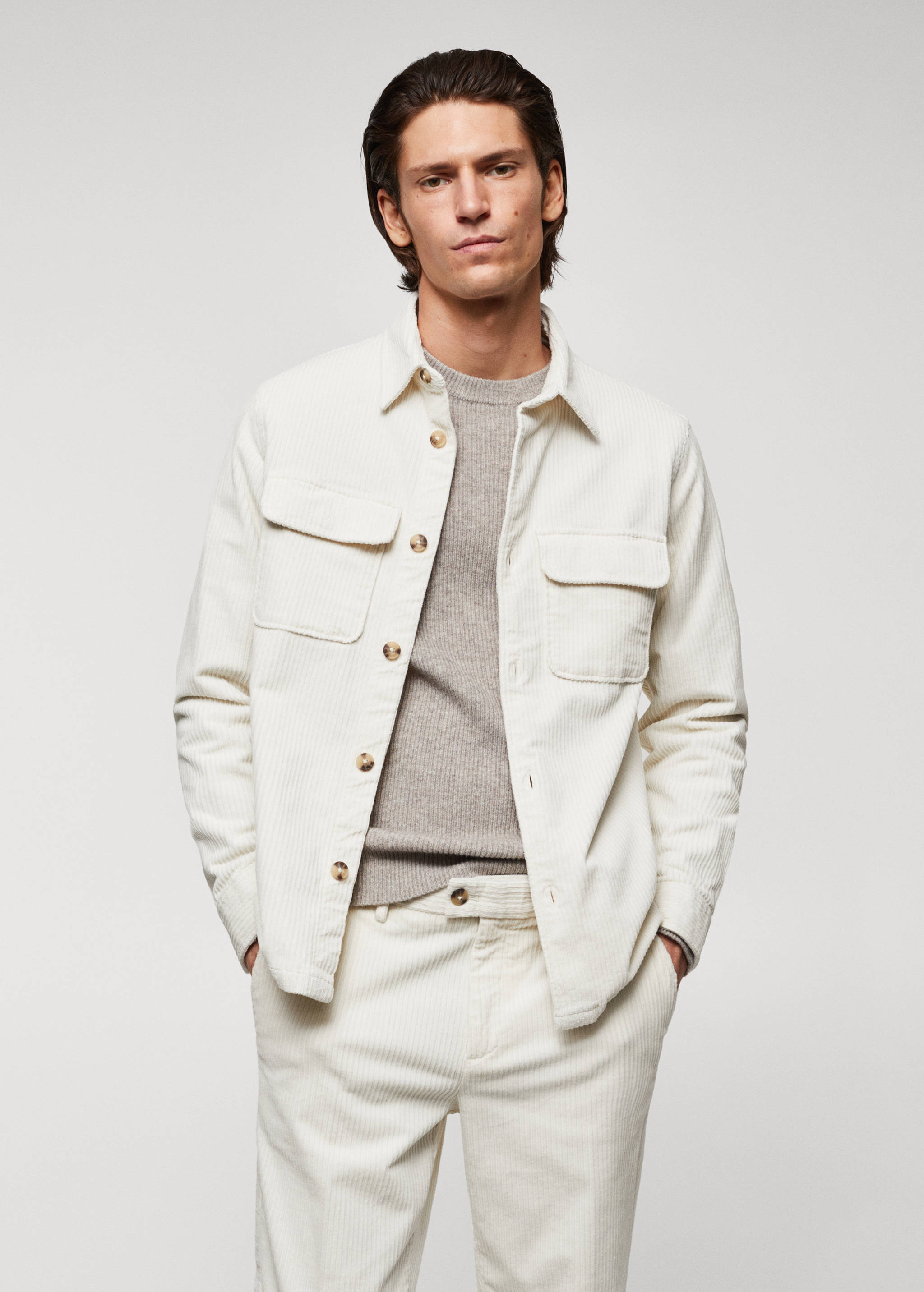 Corduroy pockets overshirt - Medium plane