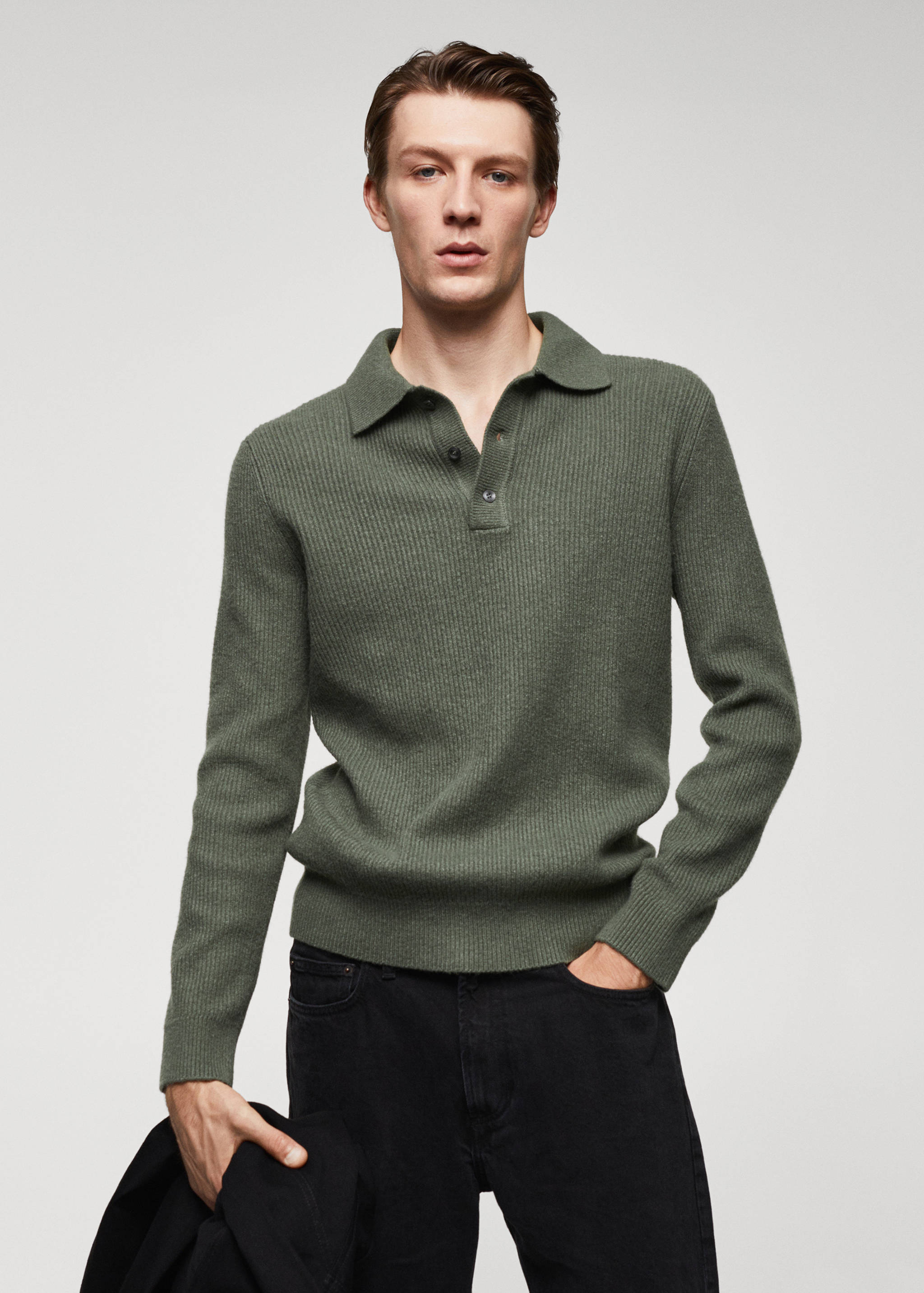 Rippstrick-Poloshirt - Mittlere Ansicht