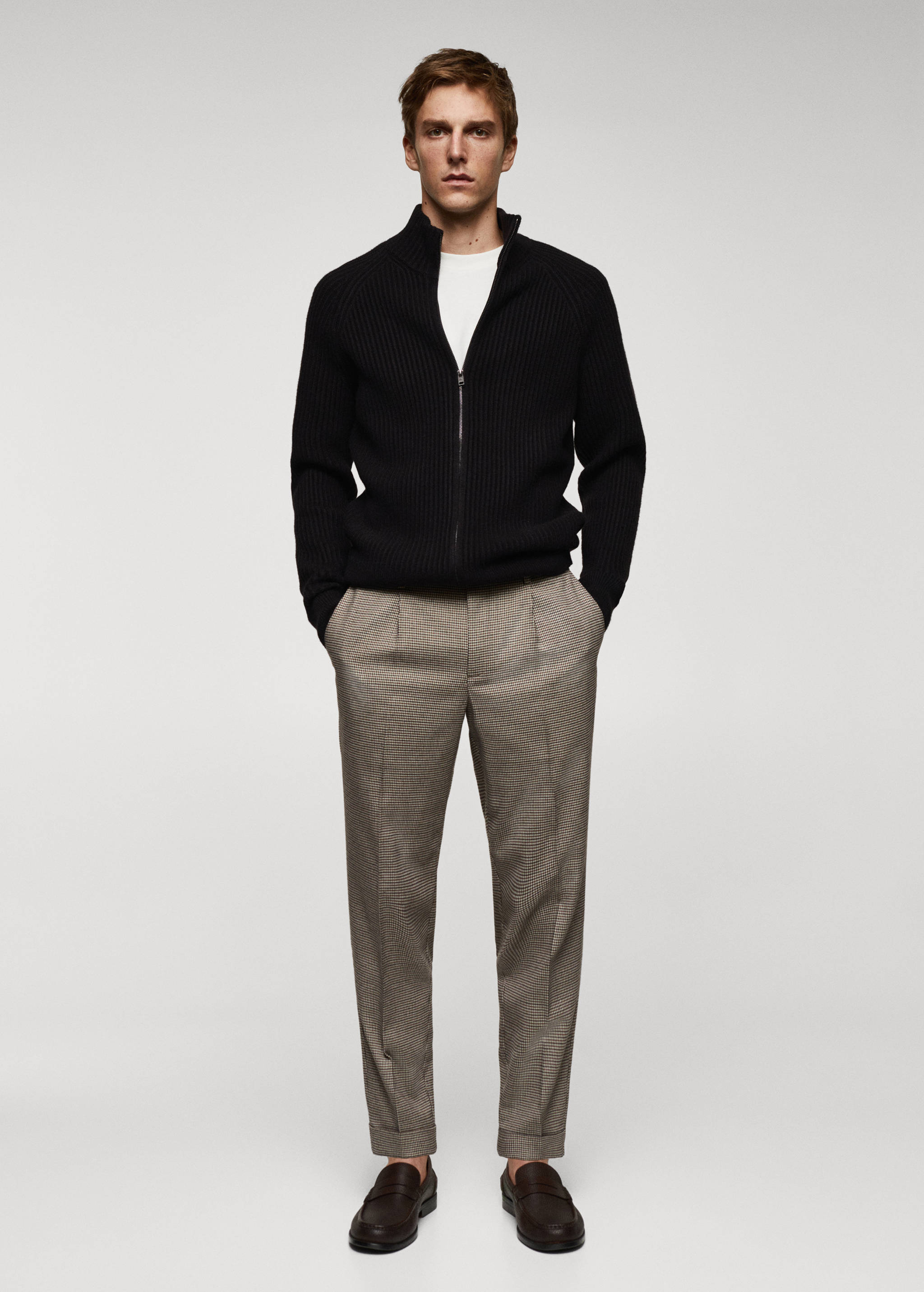 Žebrovaný kardigan s detailem zipu - Celkový náhled