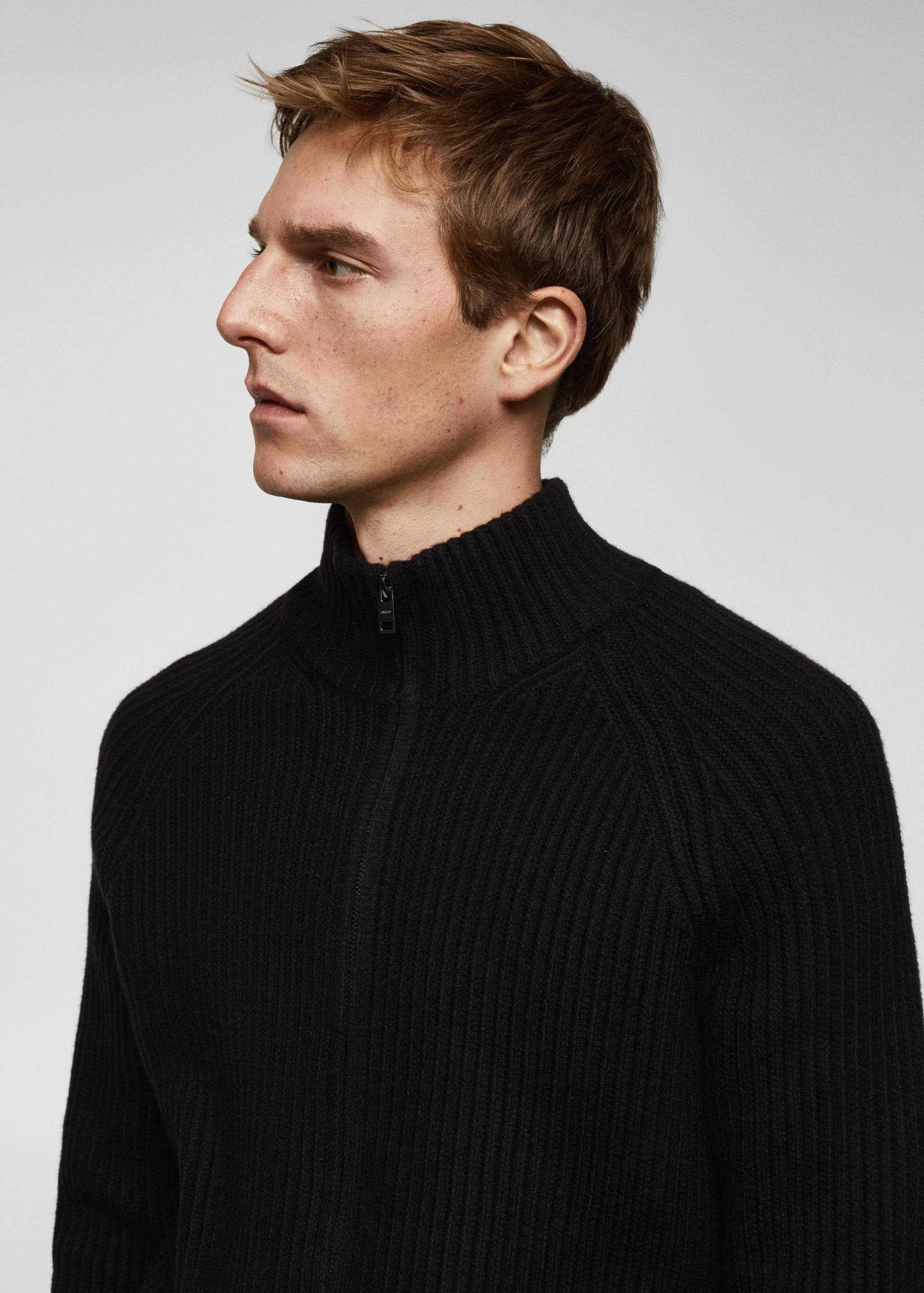 Žebrovaný kardigan s detailem zipu - Detail zboží 1