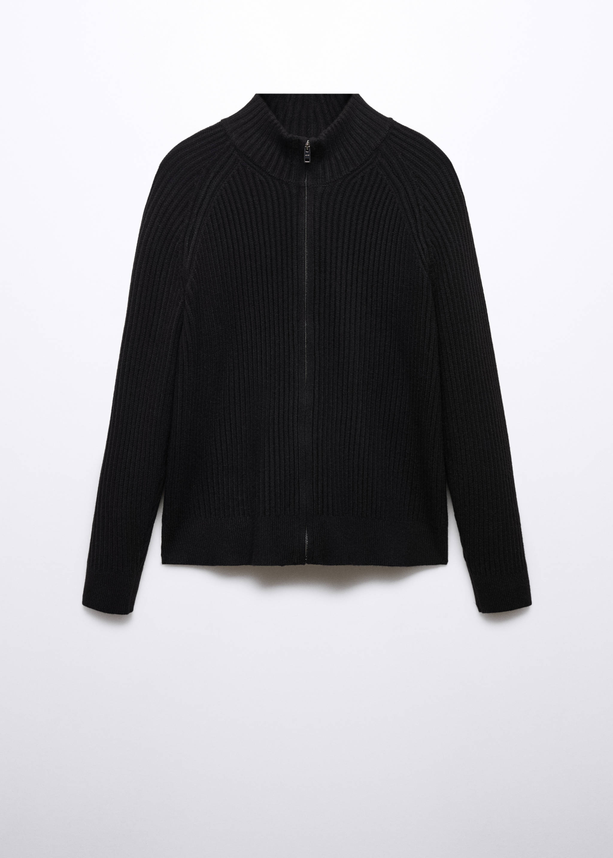 Žebrovaný kardigan s detailem zipu - Zboží bez modelu