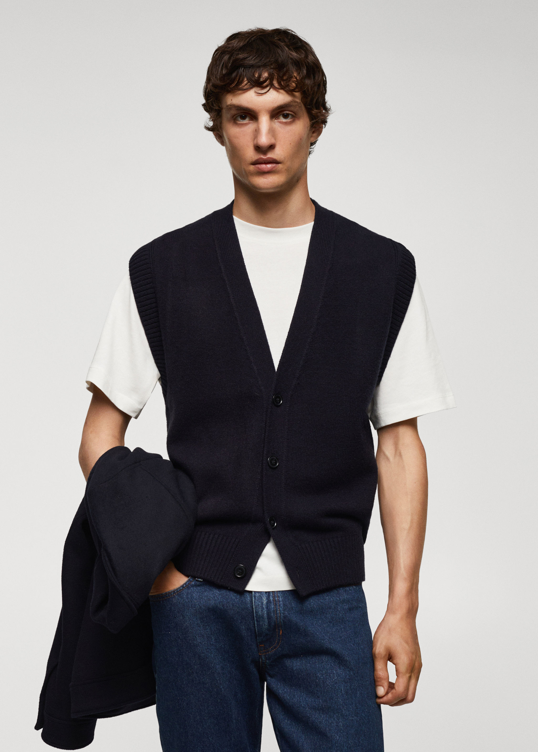 Knitted wool-blend gilet - Medium plane