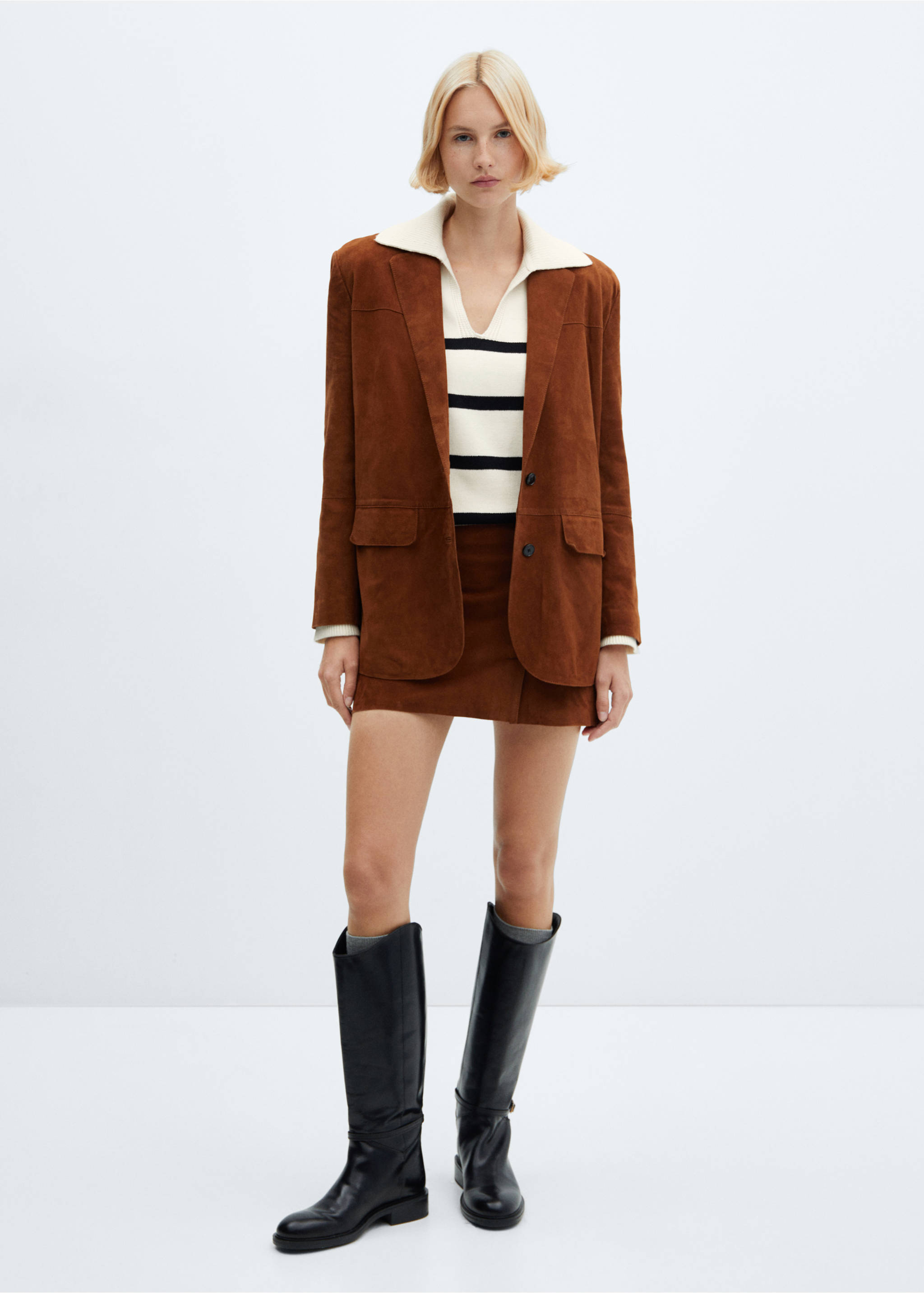 Striped polo-neck sweater - General plane, Ecru. Ref: 57007754-00.