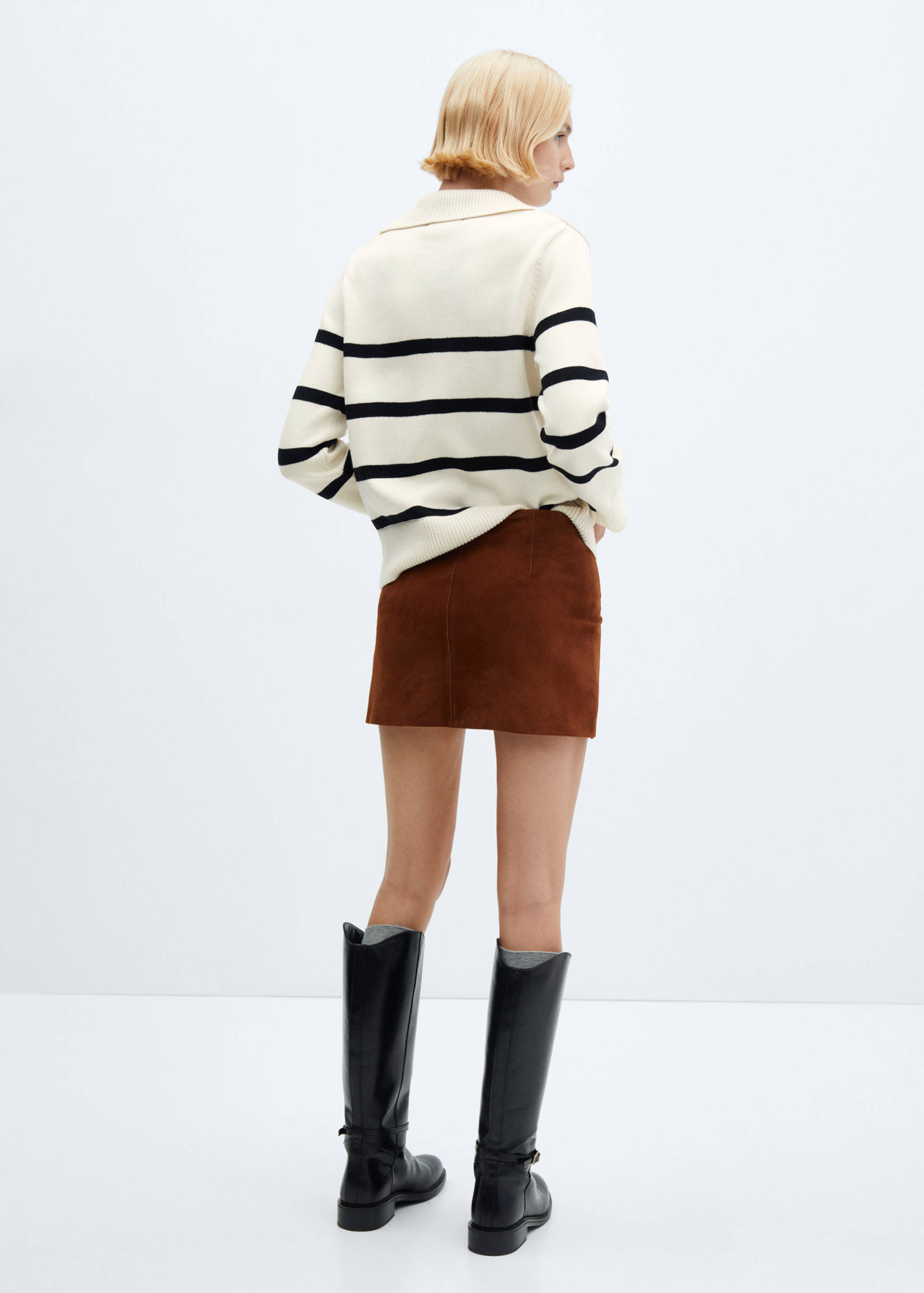 Striped polo-neck sweater - Reverse of the article