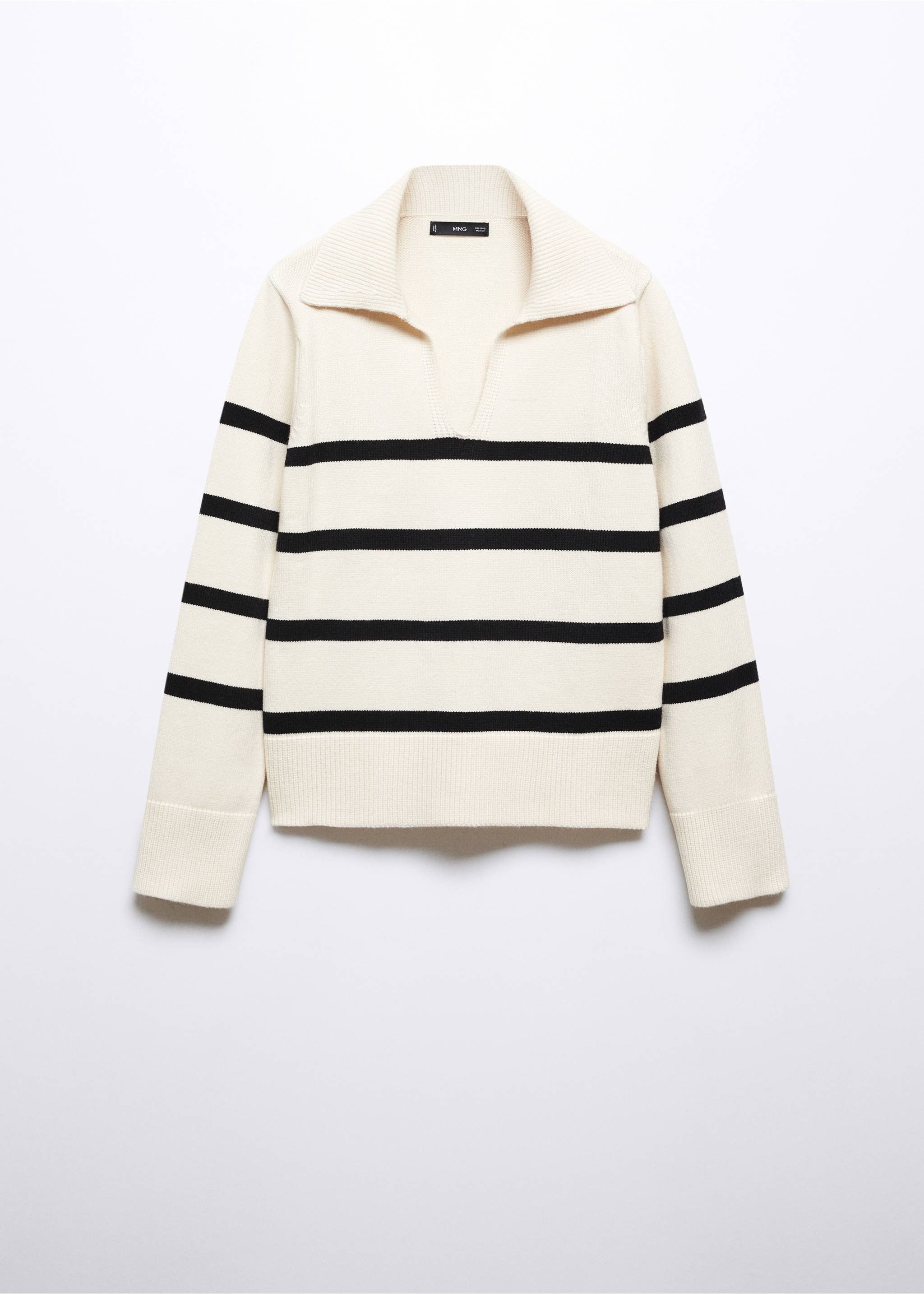 Striped polo-neck sweater - Article without model, Ecru. Ref: 57007754-00.