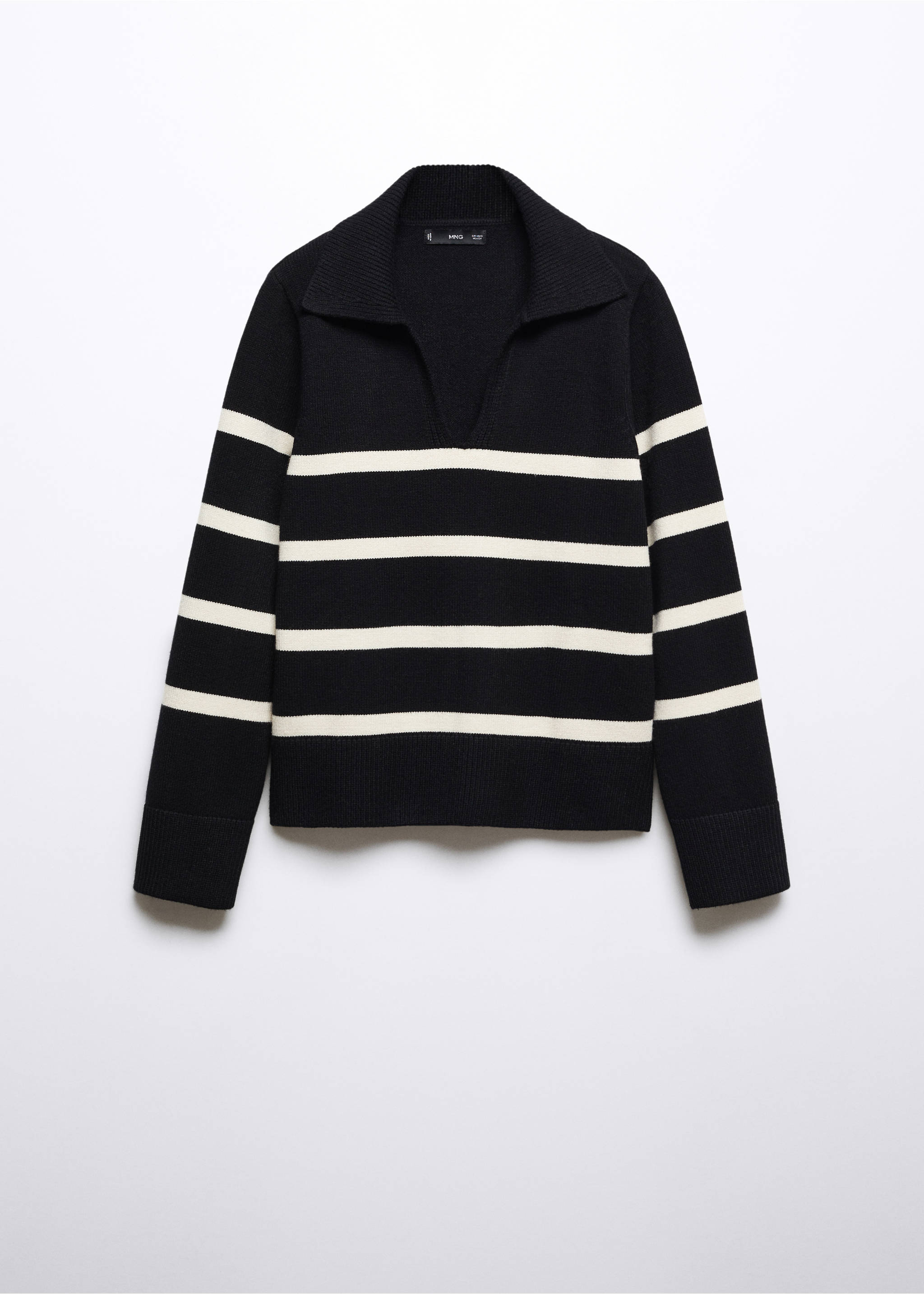 Striped polo-neck sweater - Article without model, Black. Ref: 57007754-00.