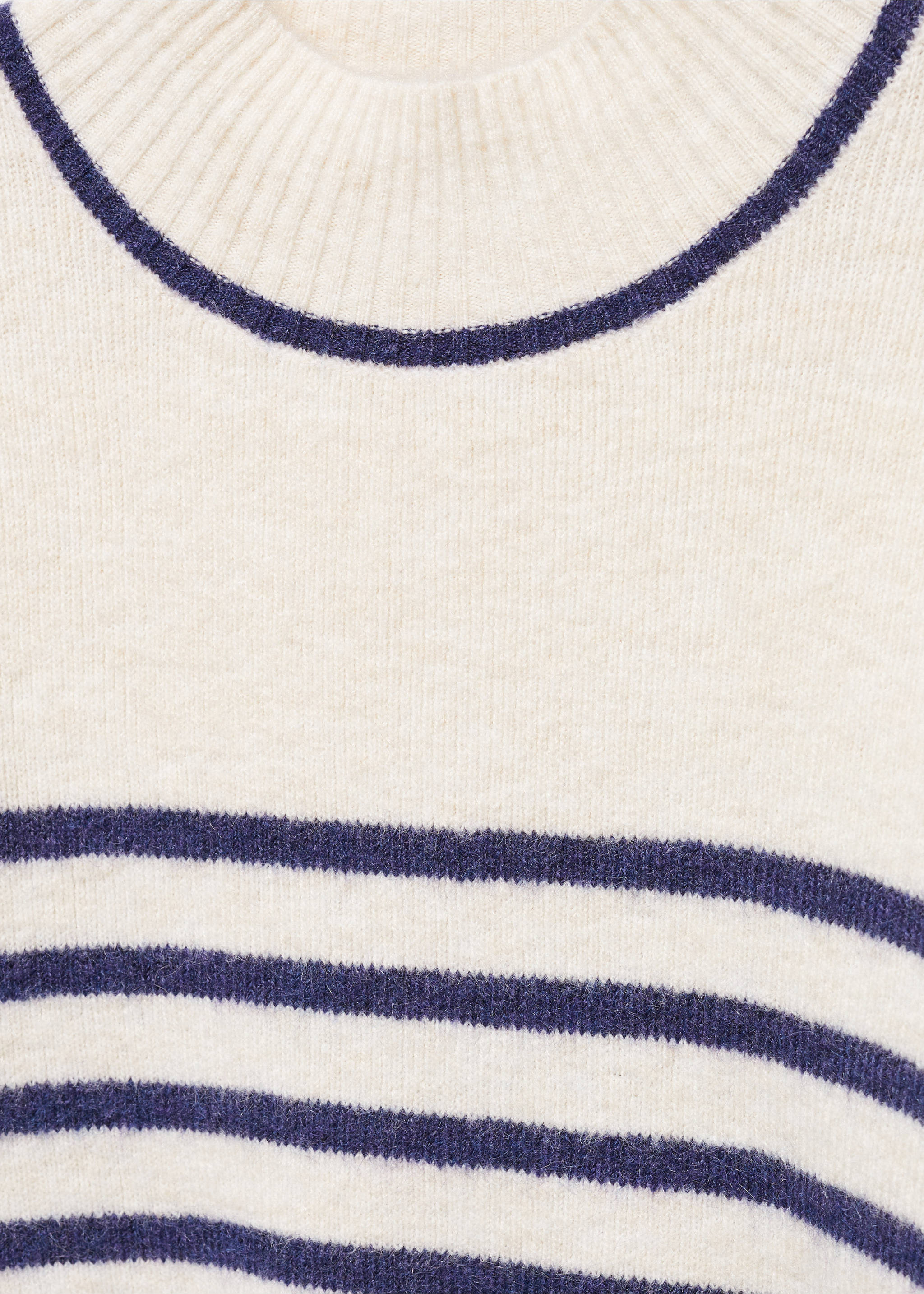Stripe-print sweater with perkins neck - Details of the article 8, Dark Navy. Ref: 57007755-00.