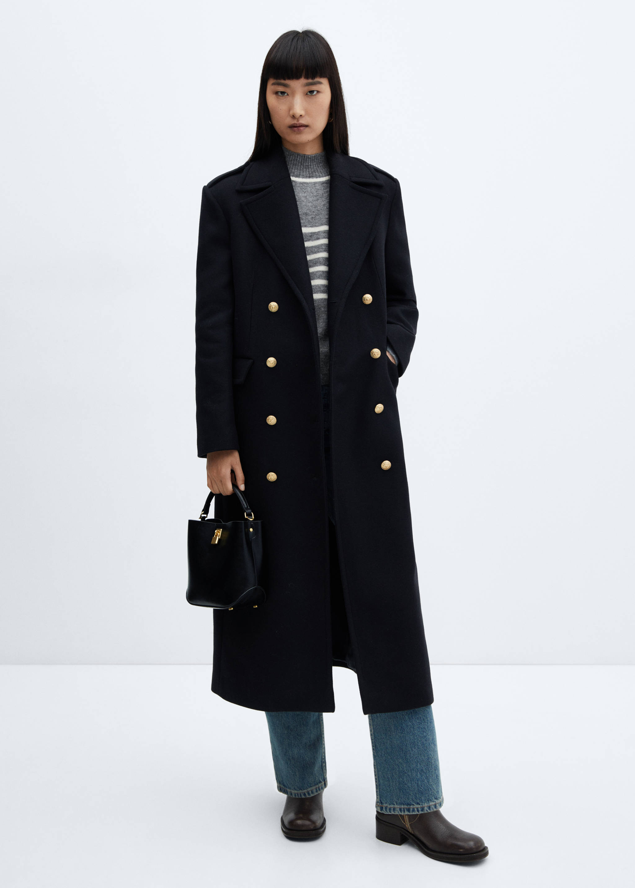 Stripe-print sweater with perkins neck - General plane