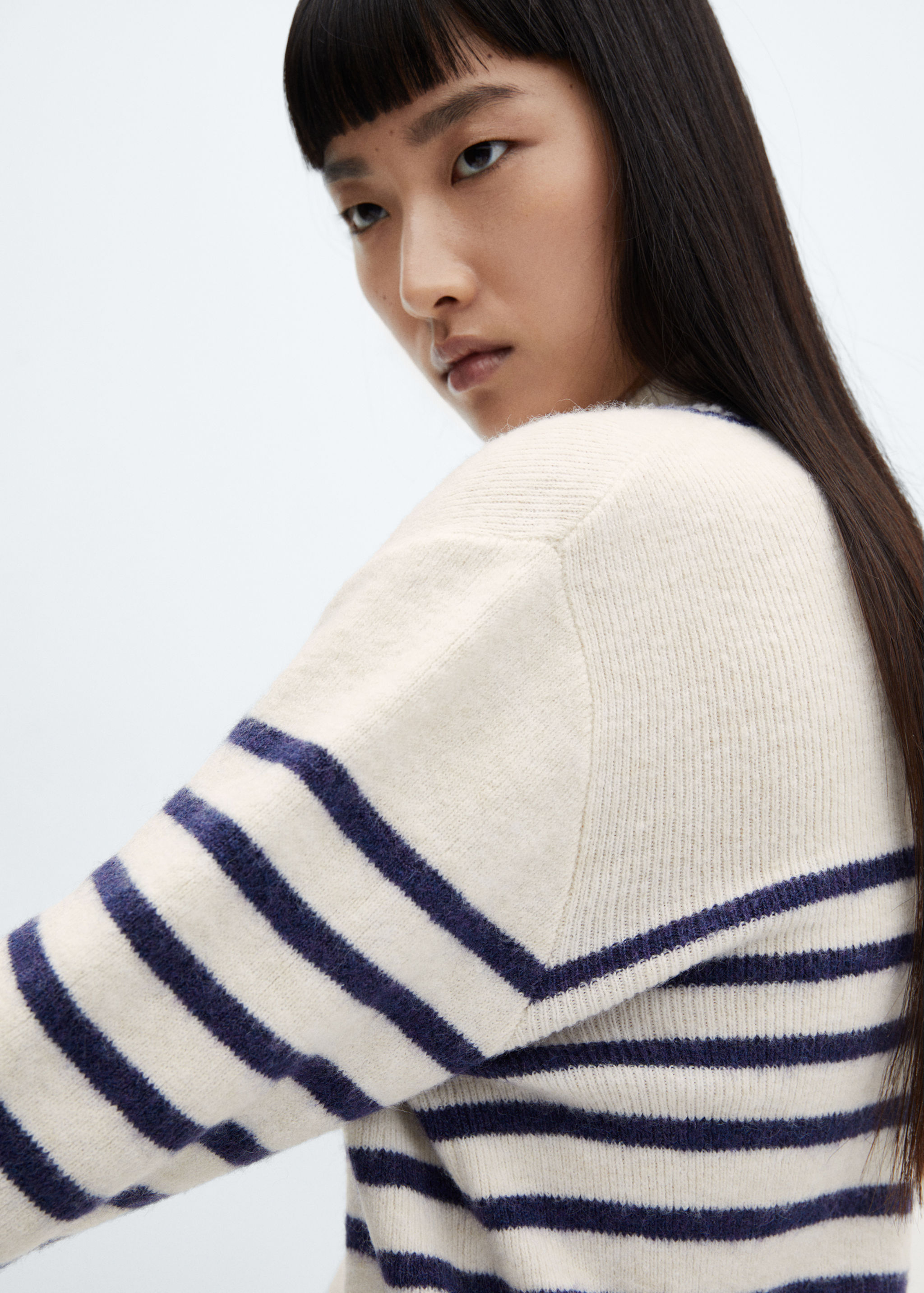 Stripe-print sweater with perkins neck - Details of the article 2