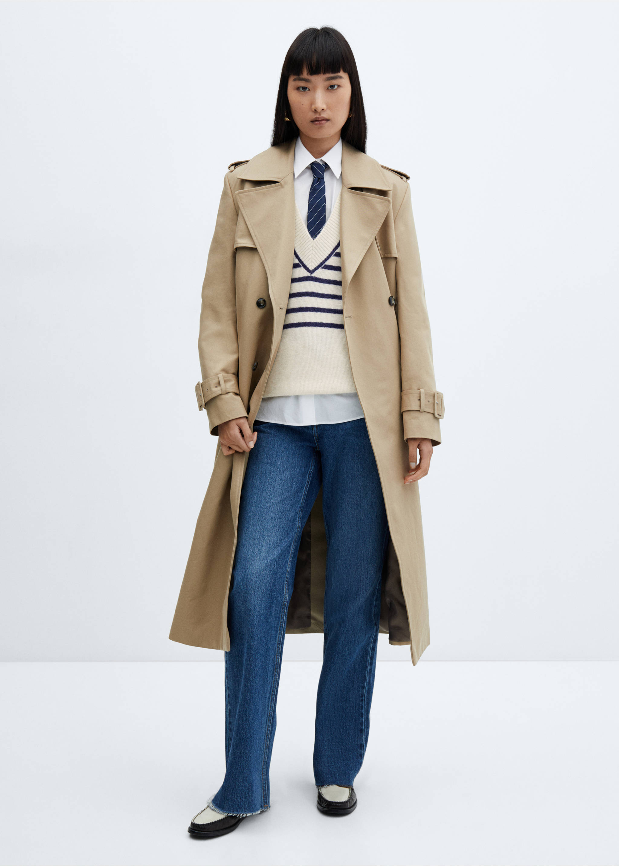 V-neck striped sweater - General plane, Dark Navy. Ref: 57007756-00.