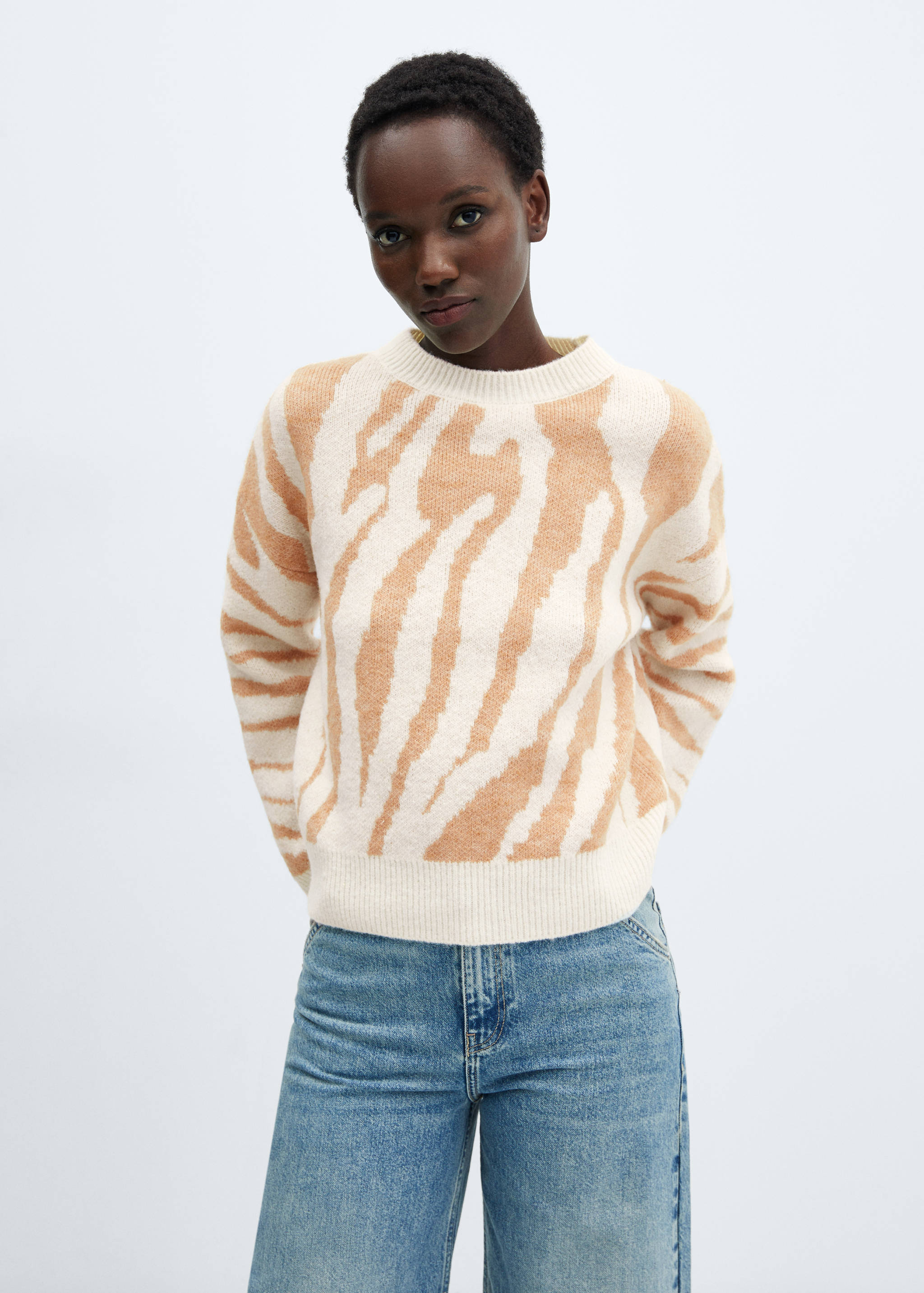 Animal-print knitted sweater - Medium plane