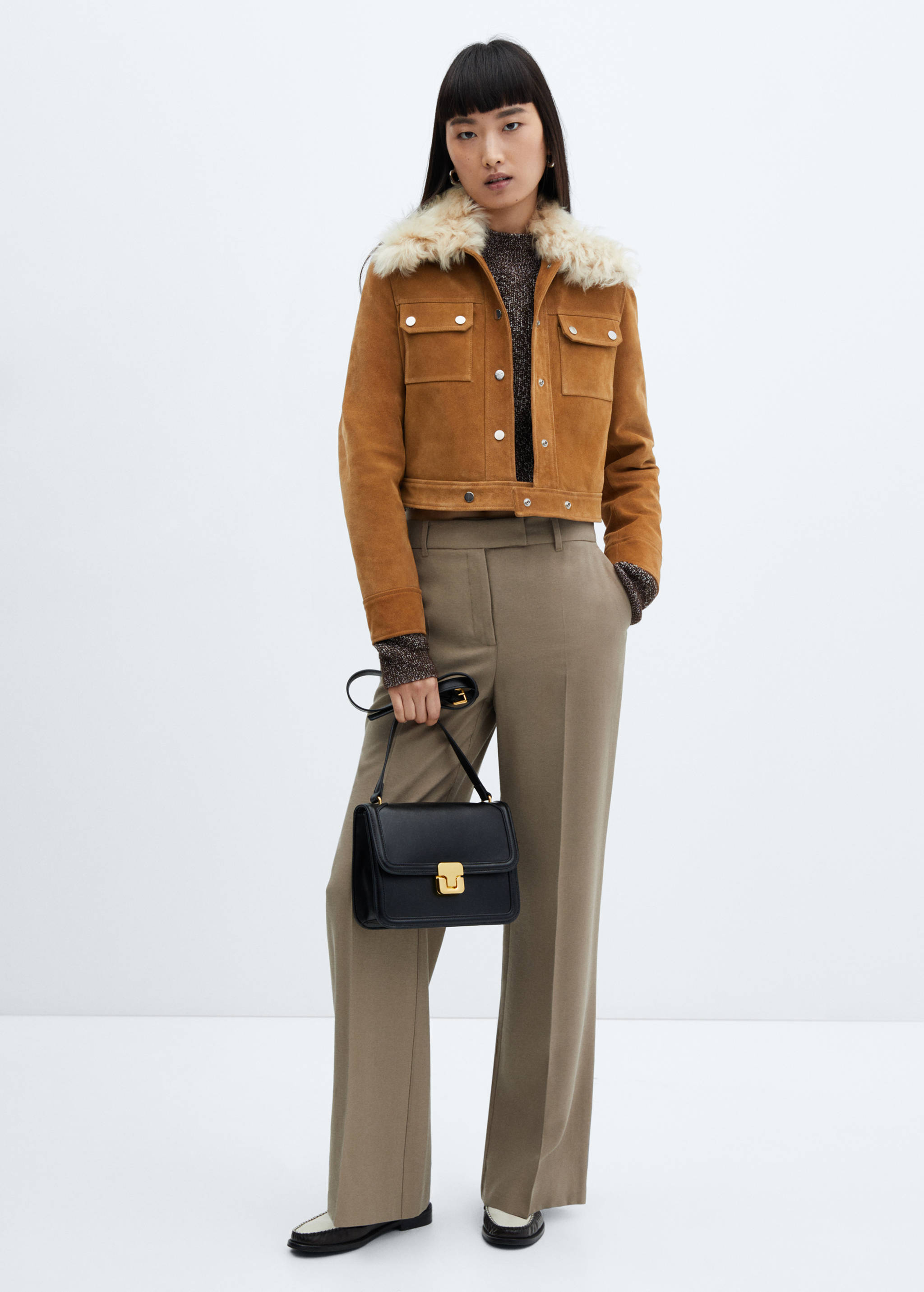 Knitted sweater with perkins neck - General plane