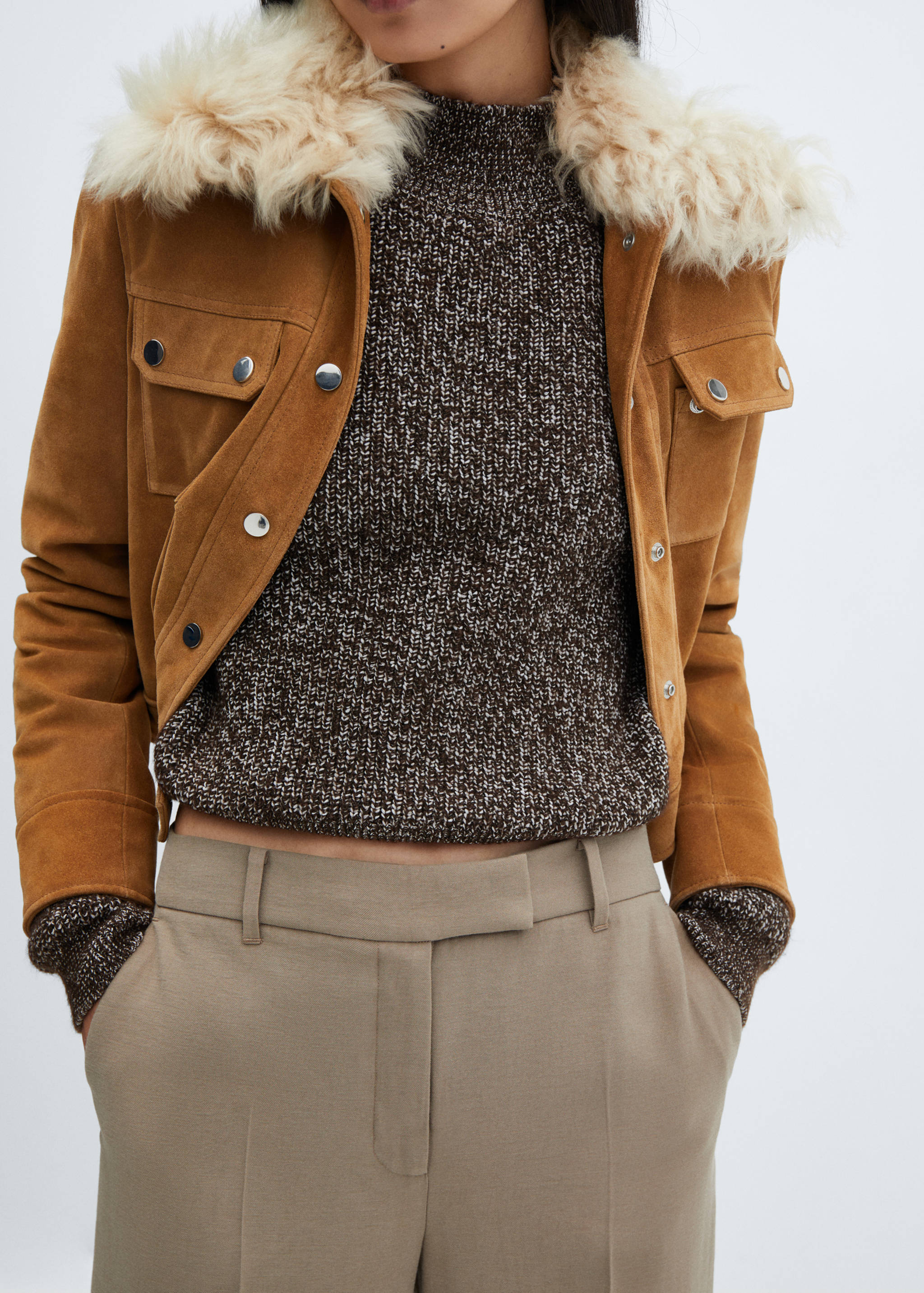 Knitted sweater with perkins neck - Details of the article 3