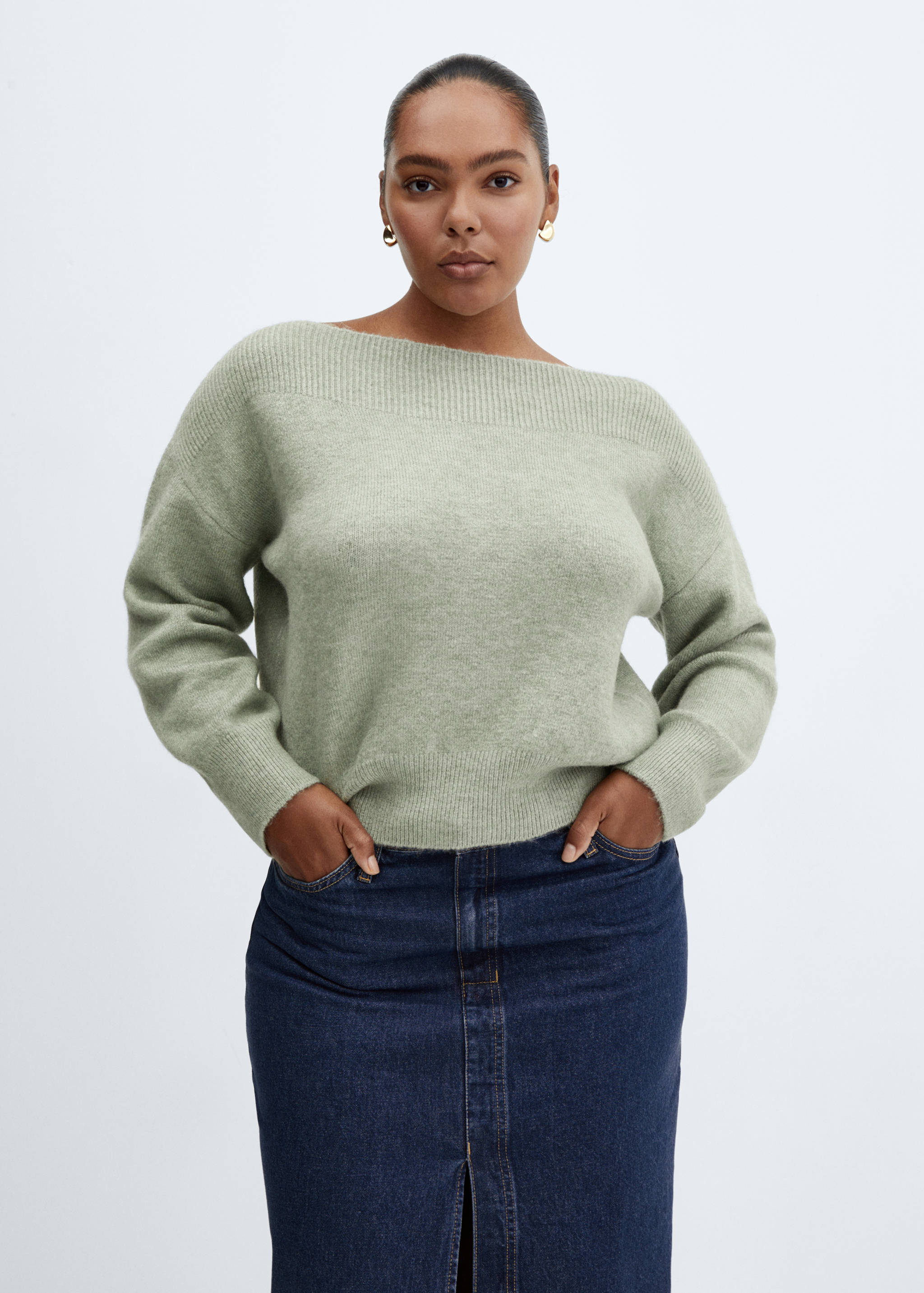 Boat-neck knitted sweater - Details of the article 5