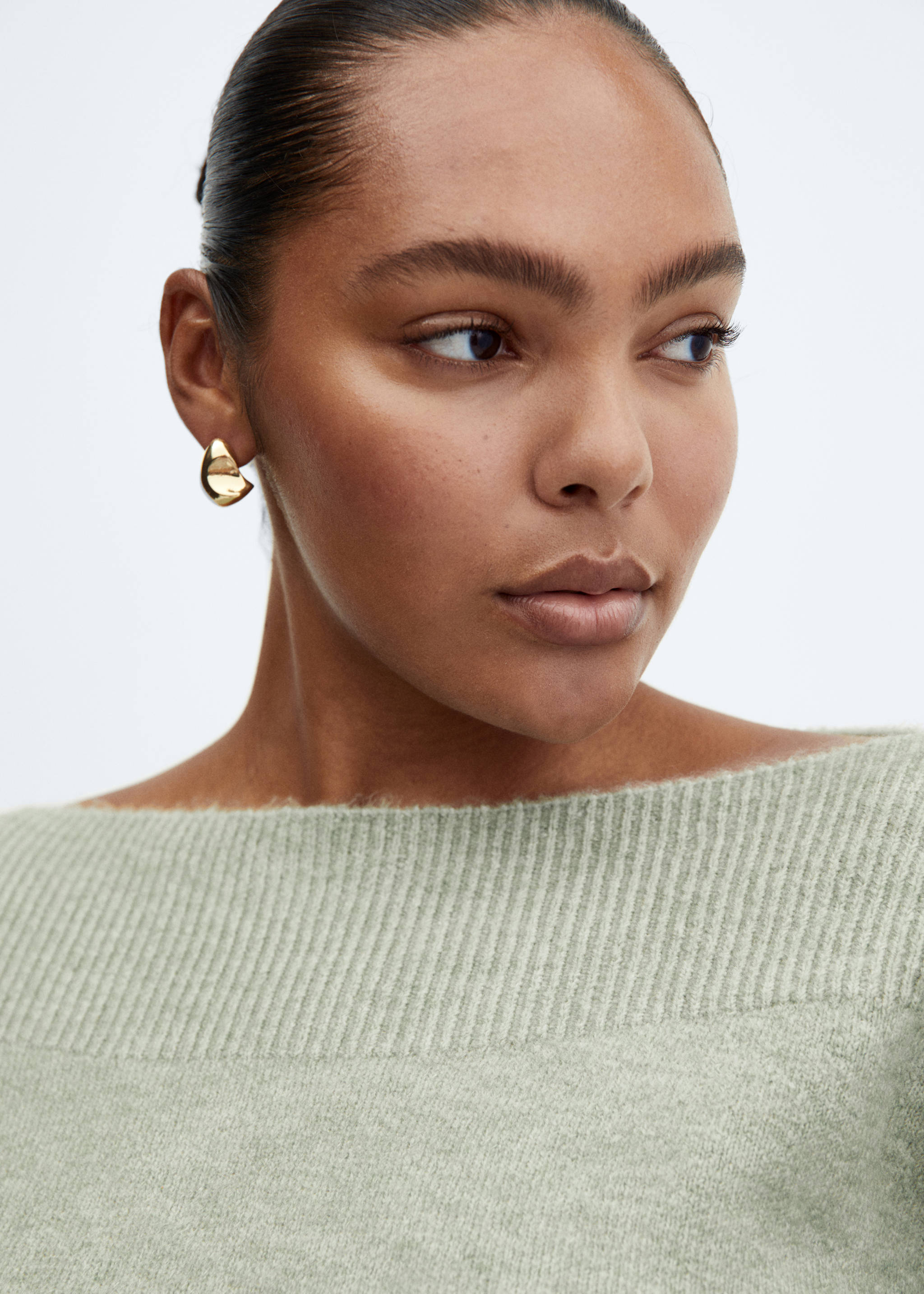 Boat-neck knitted sweater - Details of the article 4