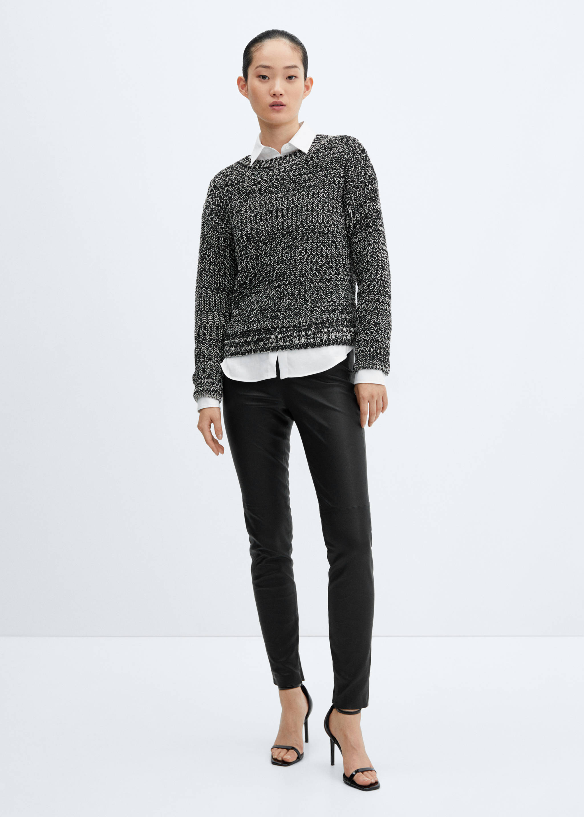 Mottled round-neck sweater - General plane