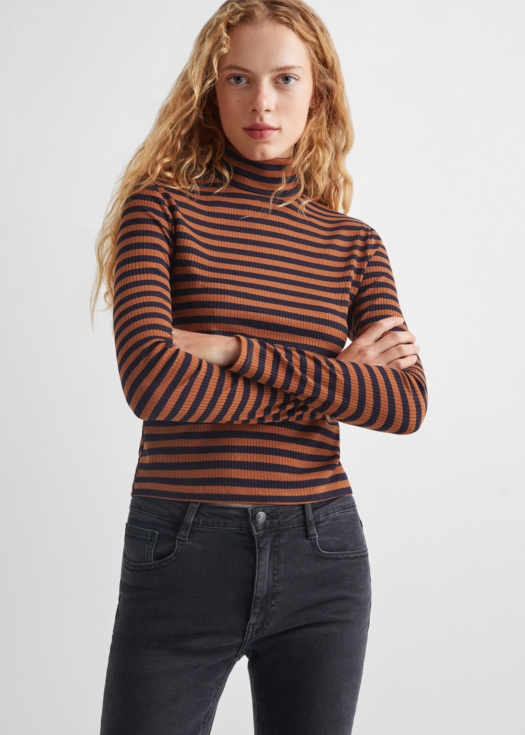Striped turtleneck T-shirt - Medium plane