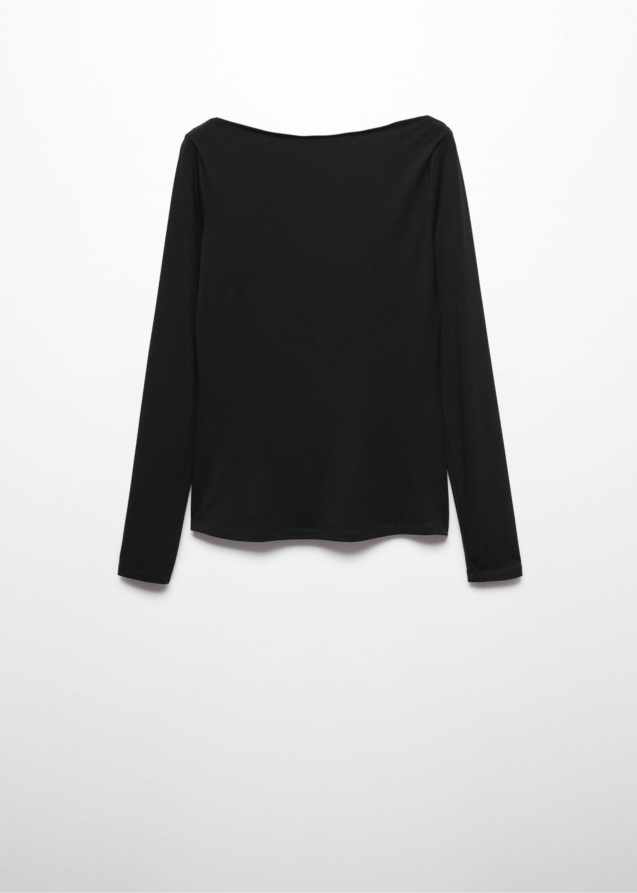 Boat-neck lyocell t-shirt - Article without model, Black. Ref: 57007912-00.