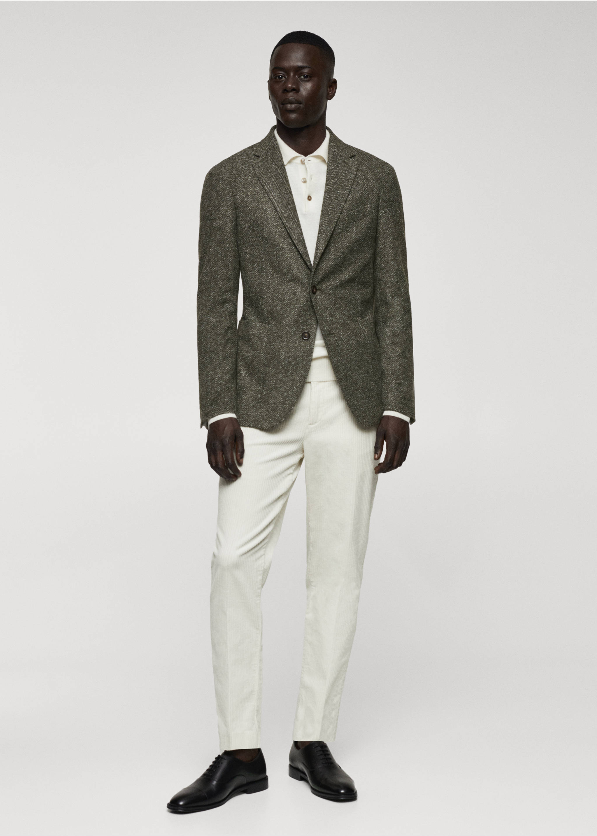 Herringbone print virgin wool blazer - General plane, Pastel Green. Ref: 57008637-00.