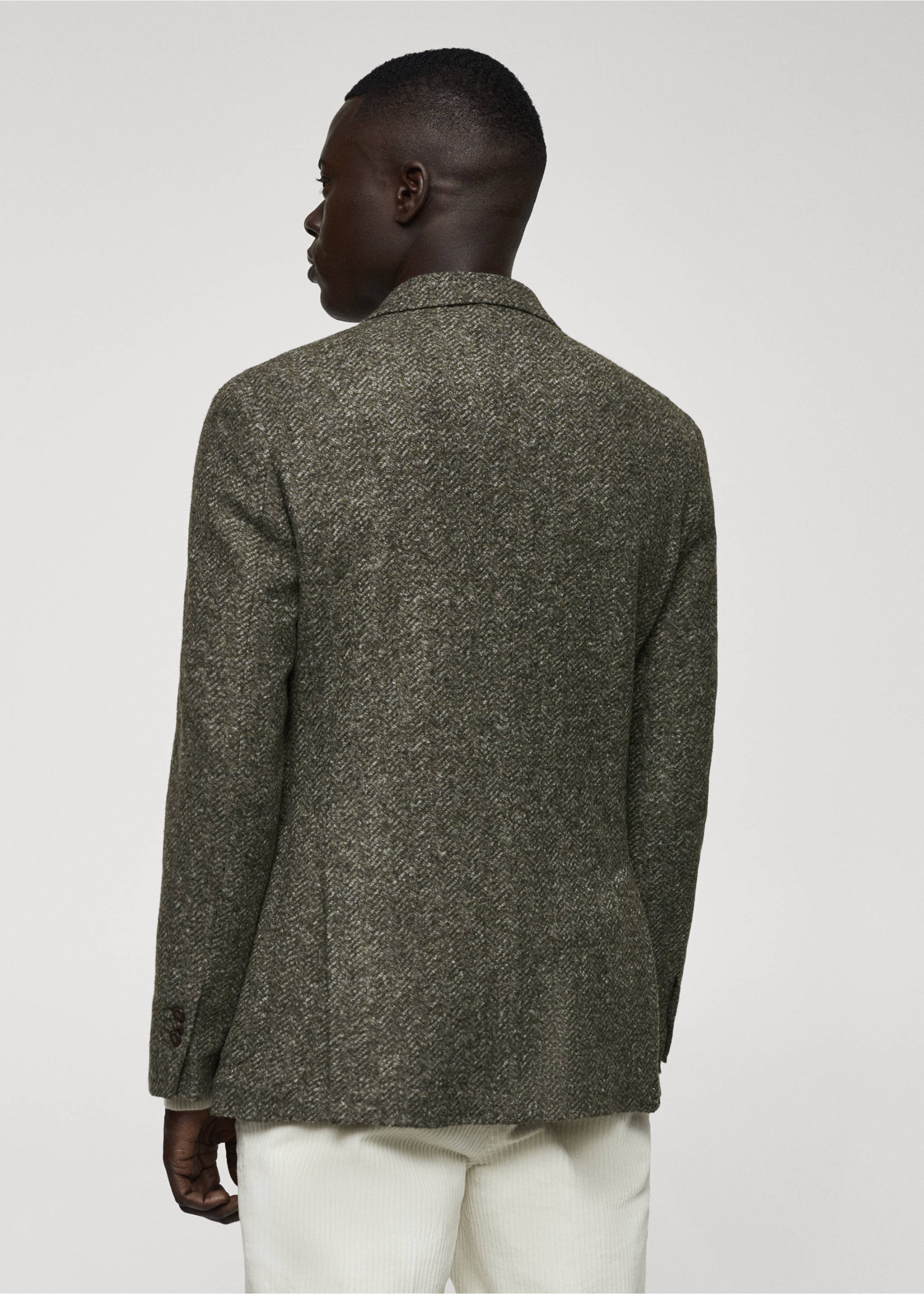 Herringbone print virgin wool blazer - Reverse of the article, Pastel Green. Ref: 57008637-00.