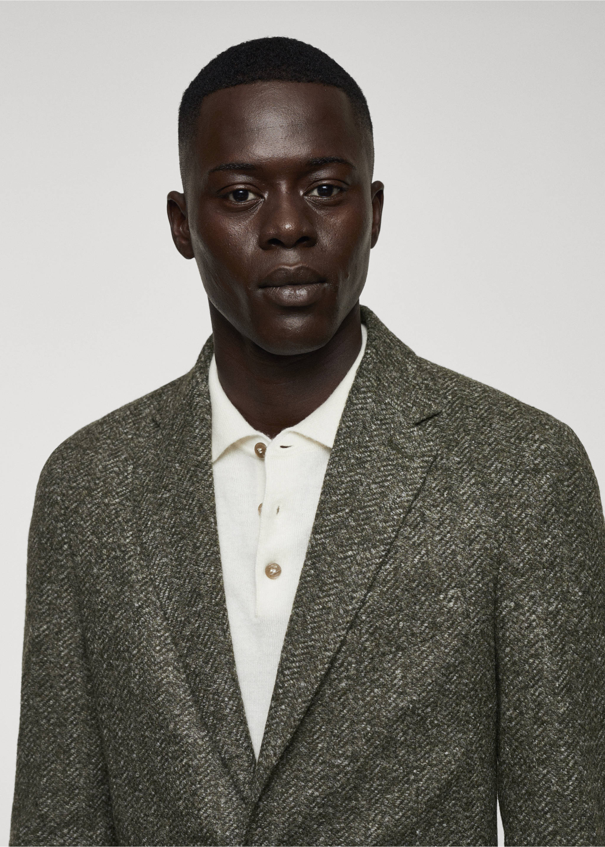 Herringbone print virgin wool blazer - Details of the article 1, Pastel Green. Ref: 57008637-00.