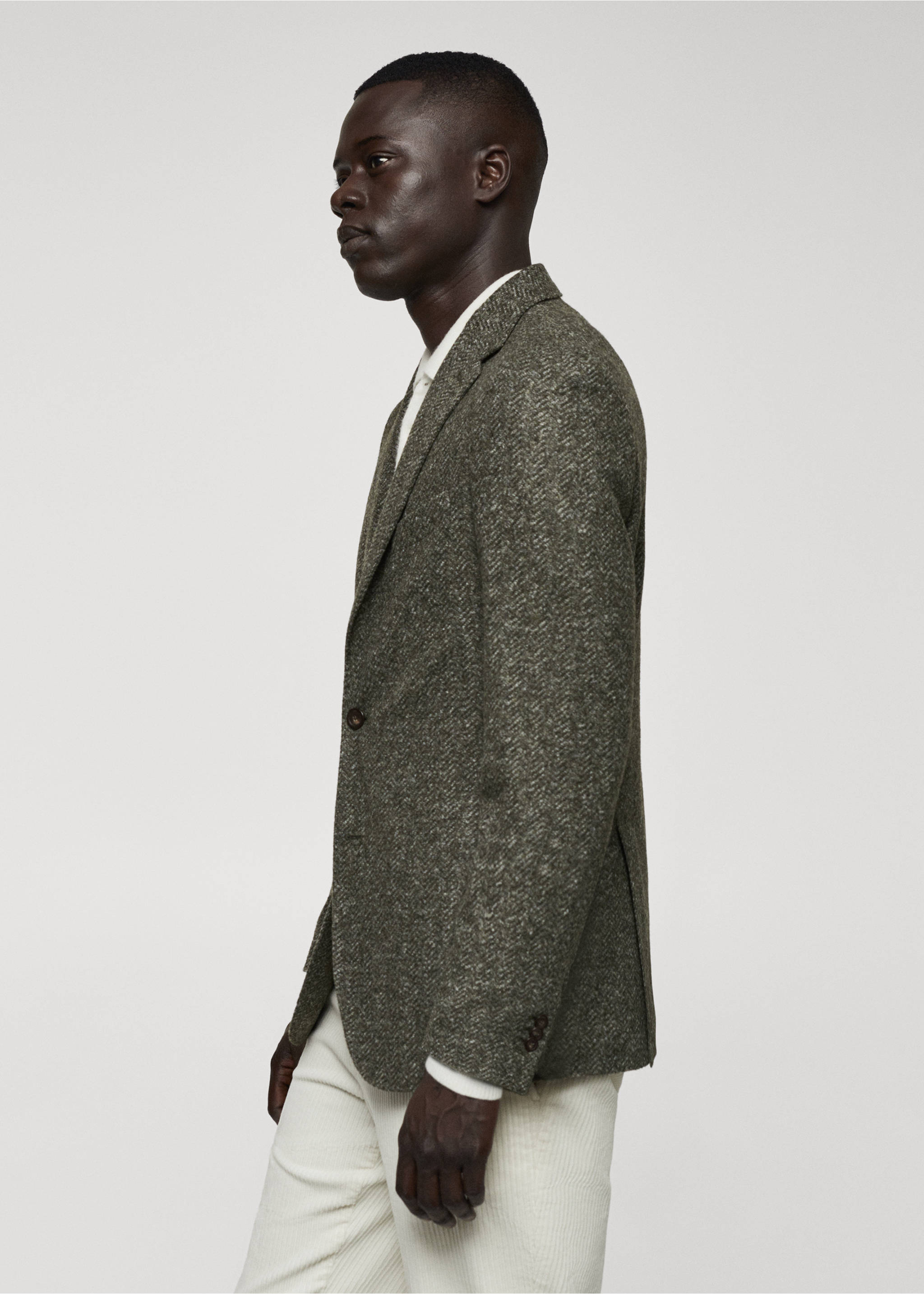 Herringbone print virgin wool blazer - Details of the article 2, Pastel Green. Ref: 57008637-00.