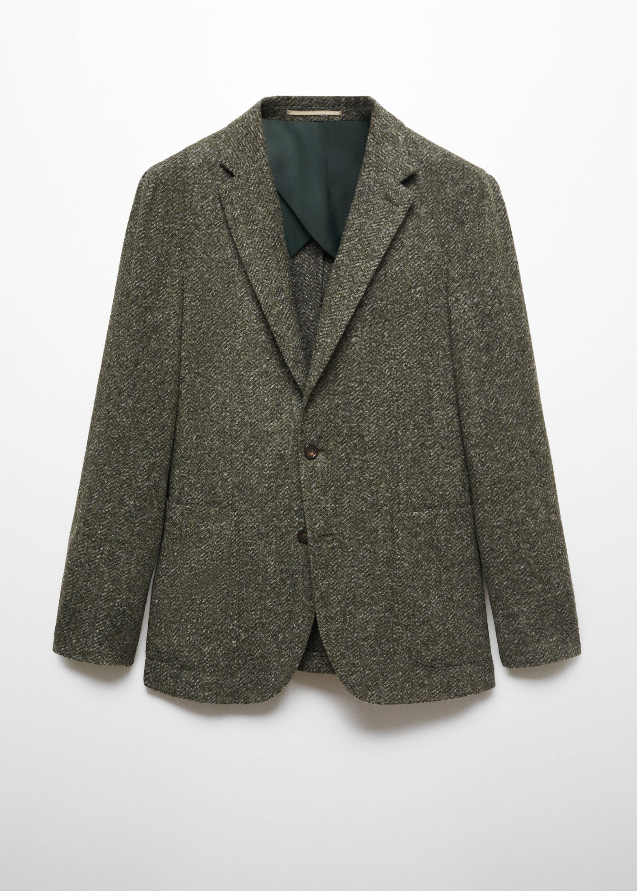 Herringbone print virgin wool blazer - Article without model, Pastel Green. Ref: 57008637-00.