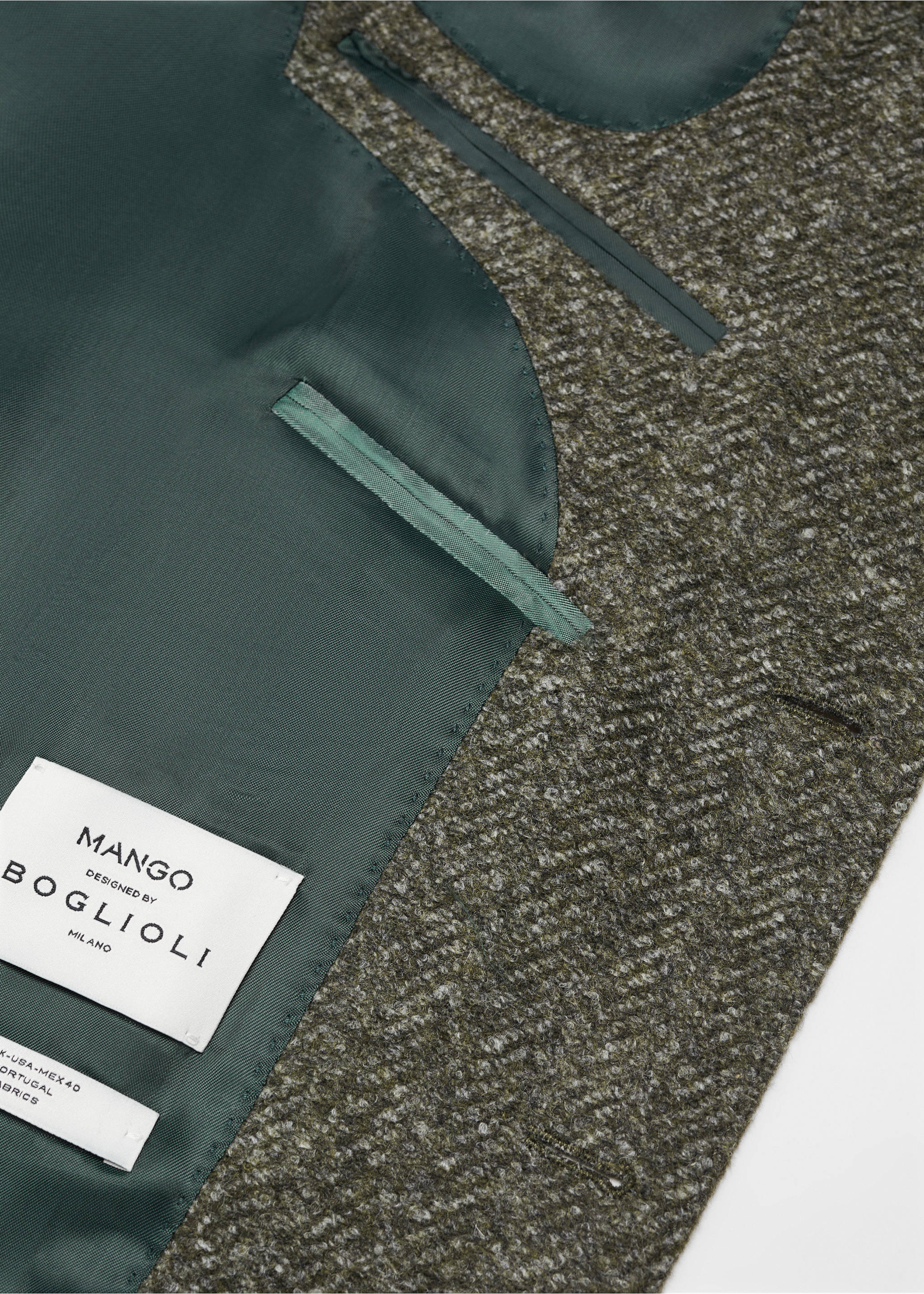 Herringbone print virgin wool blazer - Details of the article 8, Pastel Green. Ref: 57008637-00.