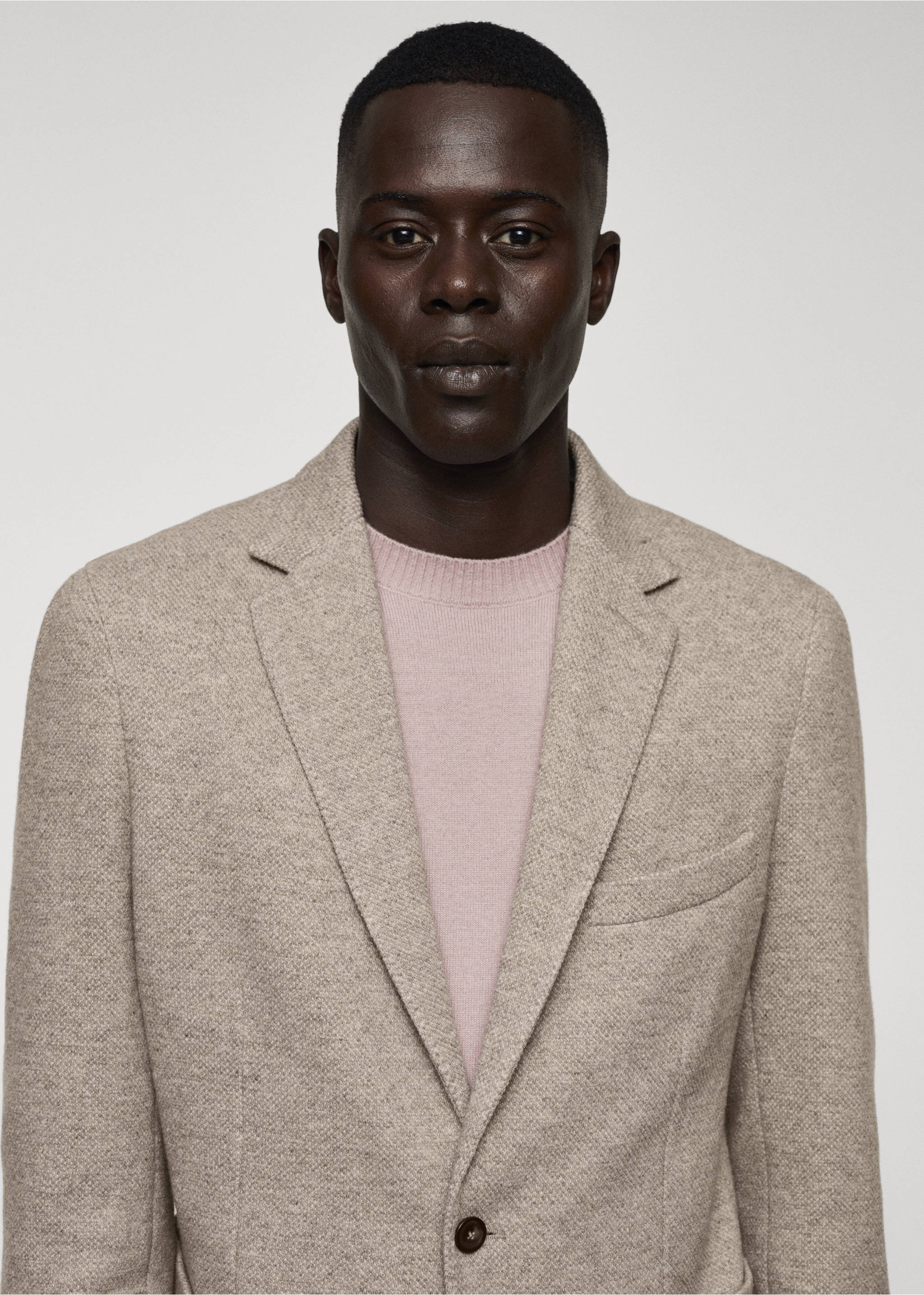 Blazer maille laine vierge - Détail de l'article 1, Beige. Ref: 57008638-00.