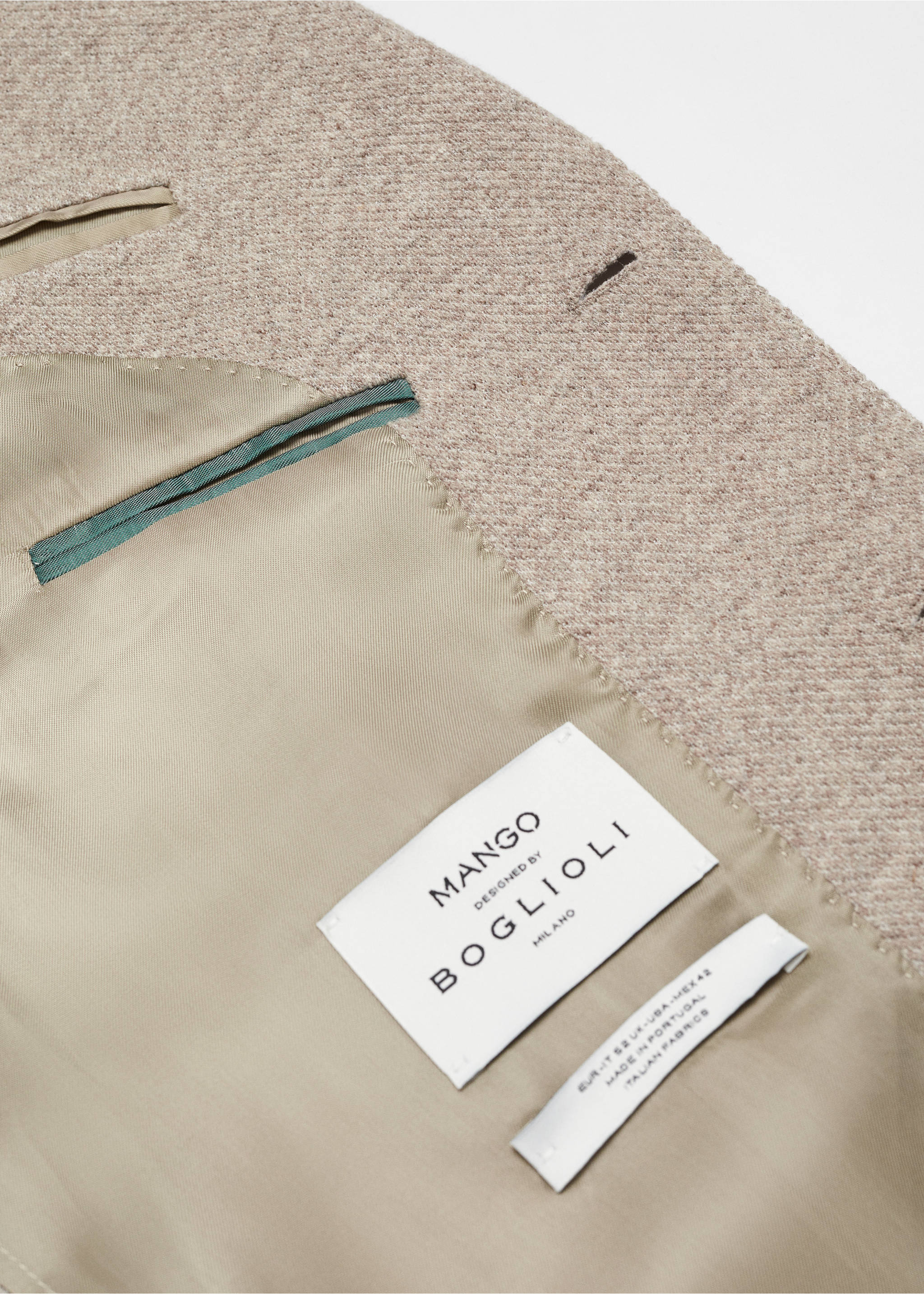 Virgin wool knitted blazer - Details of the article 8, Beige. Ref: 57008638-00.
