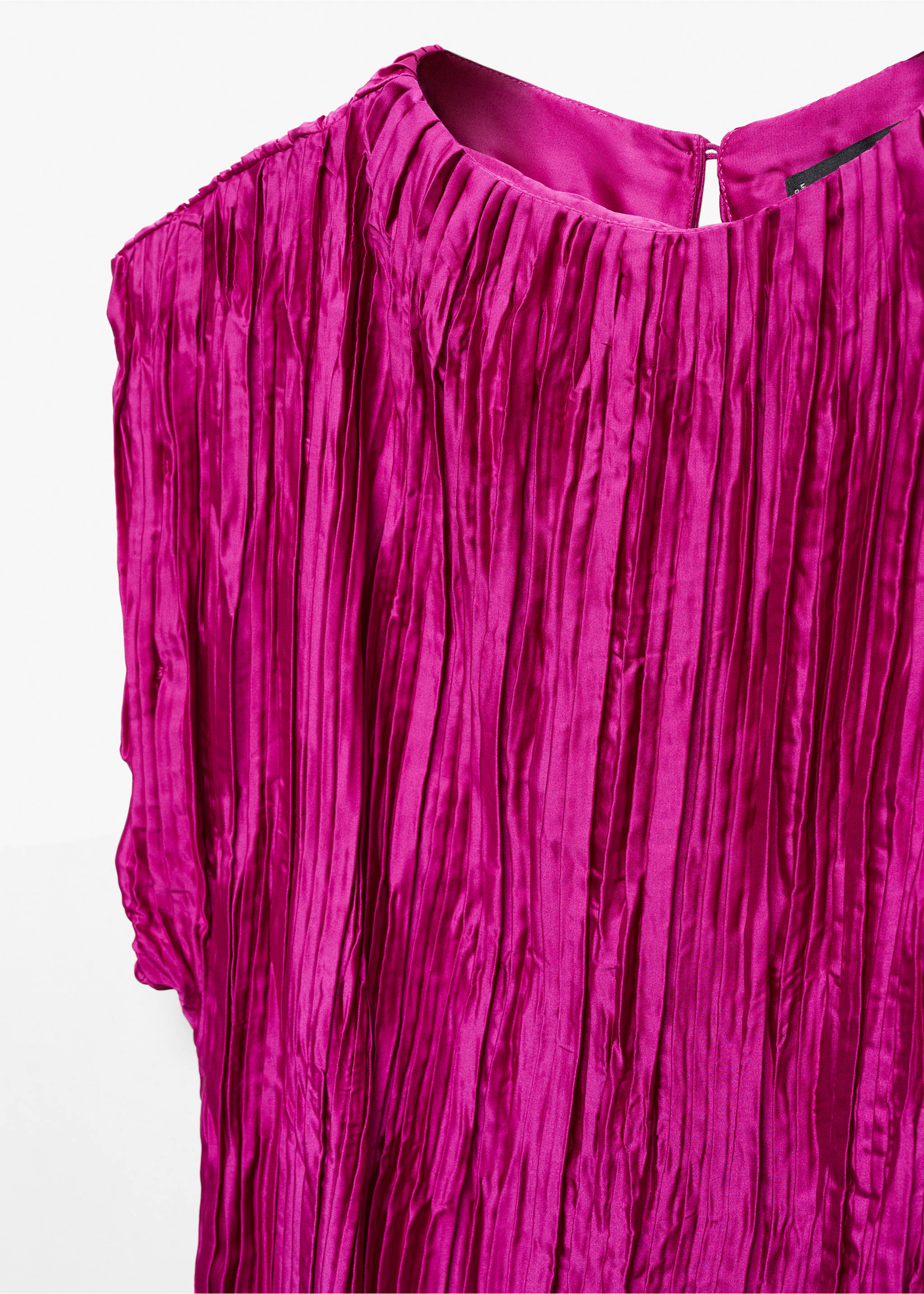 Satin pleated blouse - Details of the article 8, Fuchsia. Ref: 57009101-00.
