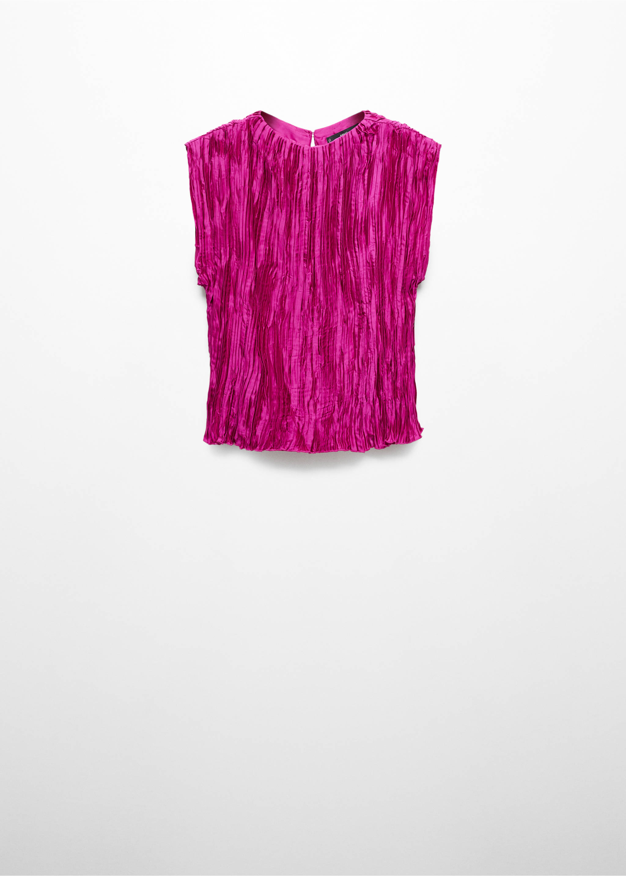 Satin pleated blouse - Article without model, Fuchsia. Ref: 57009101-00.