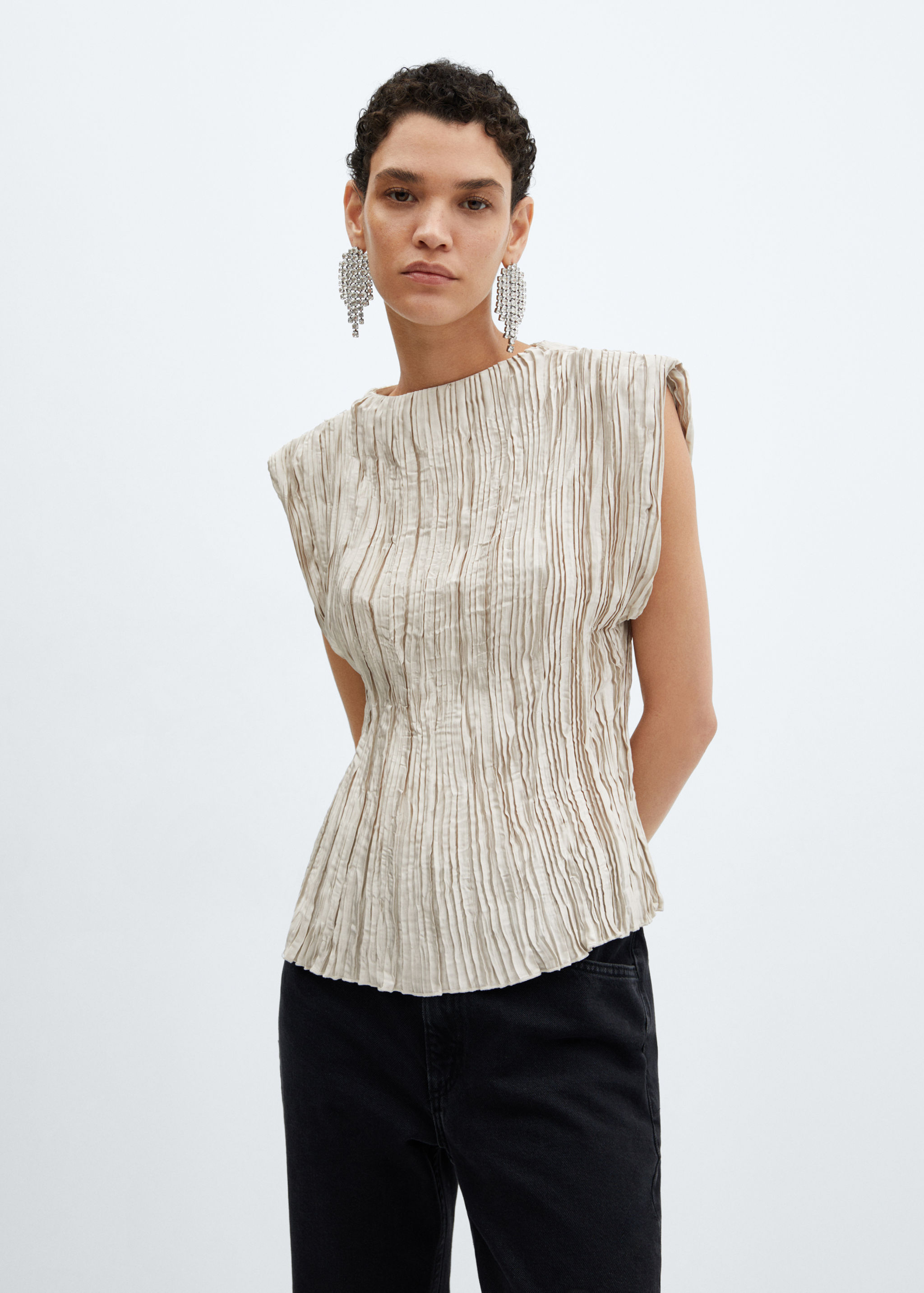Blouse plissée satinée - Plan moyen