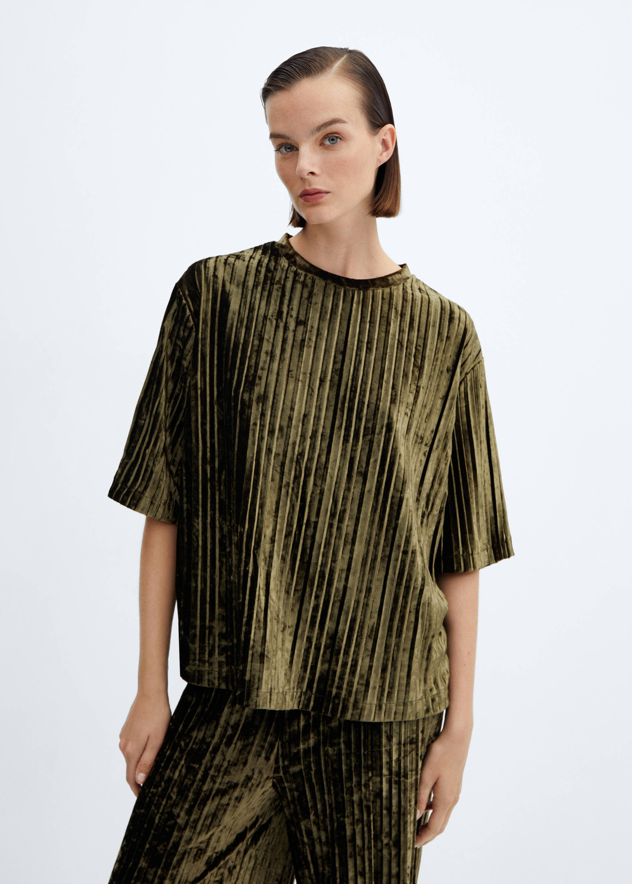 Velvet pleated T-shirt - Medium plane