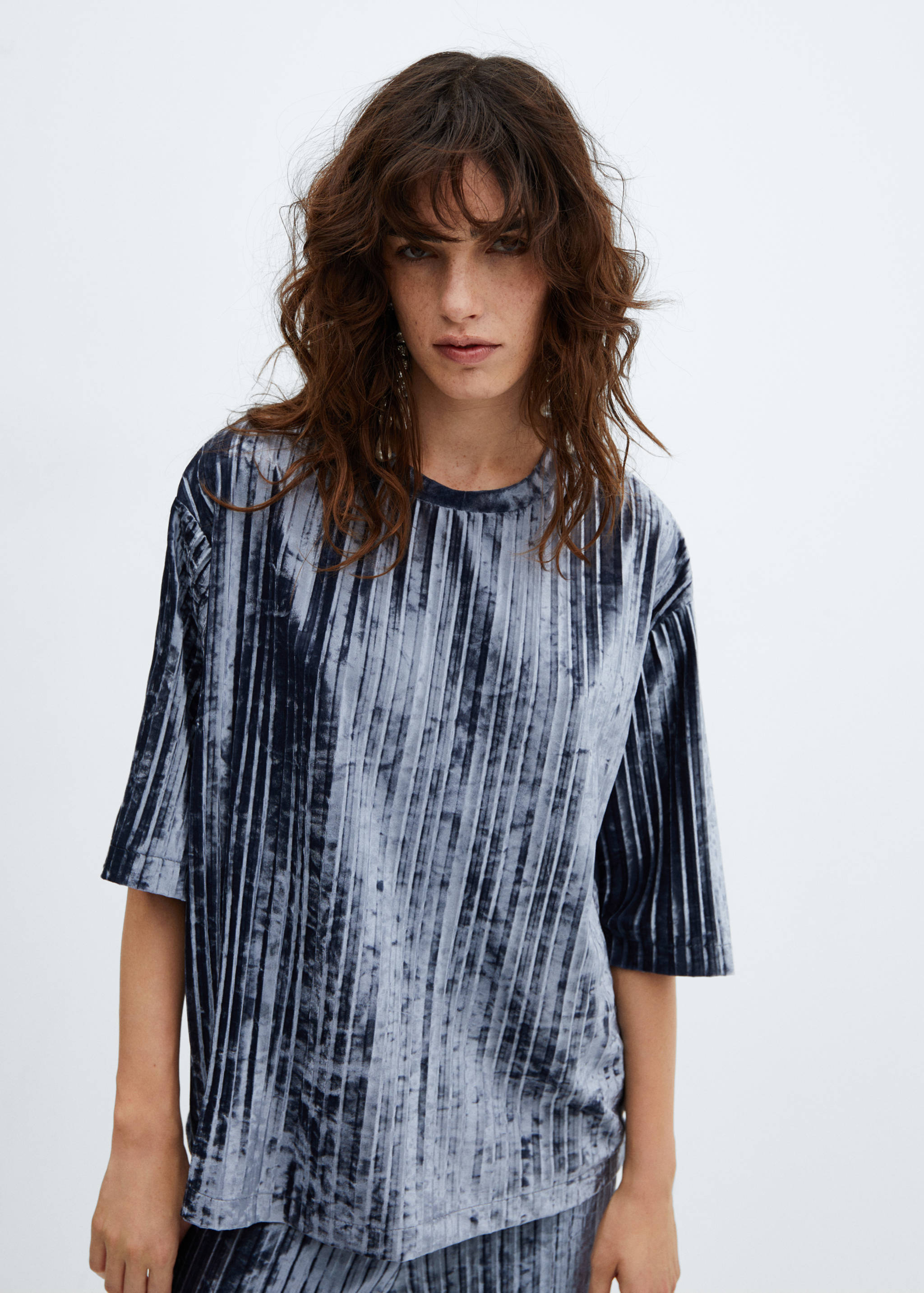 Velvet pleated T-shirt - Medium plane