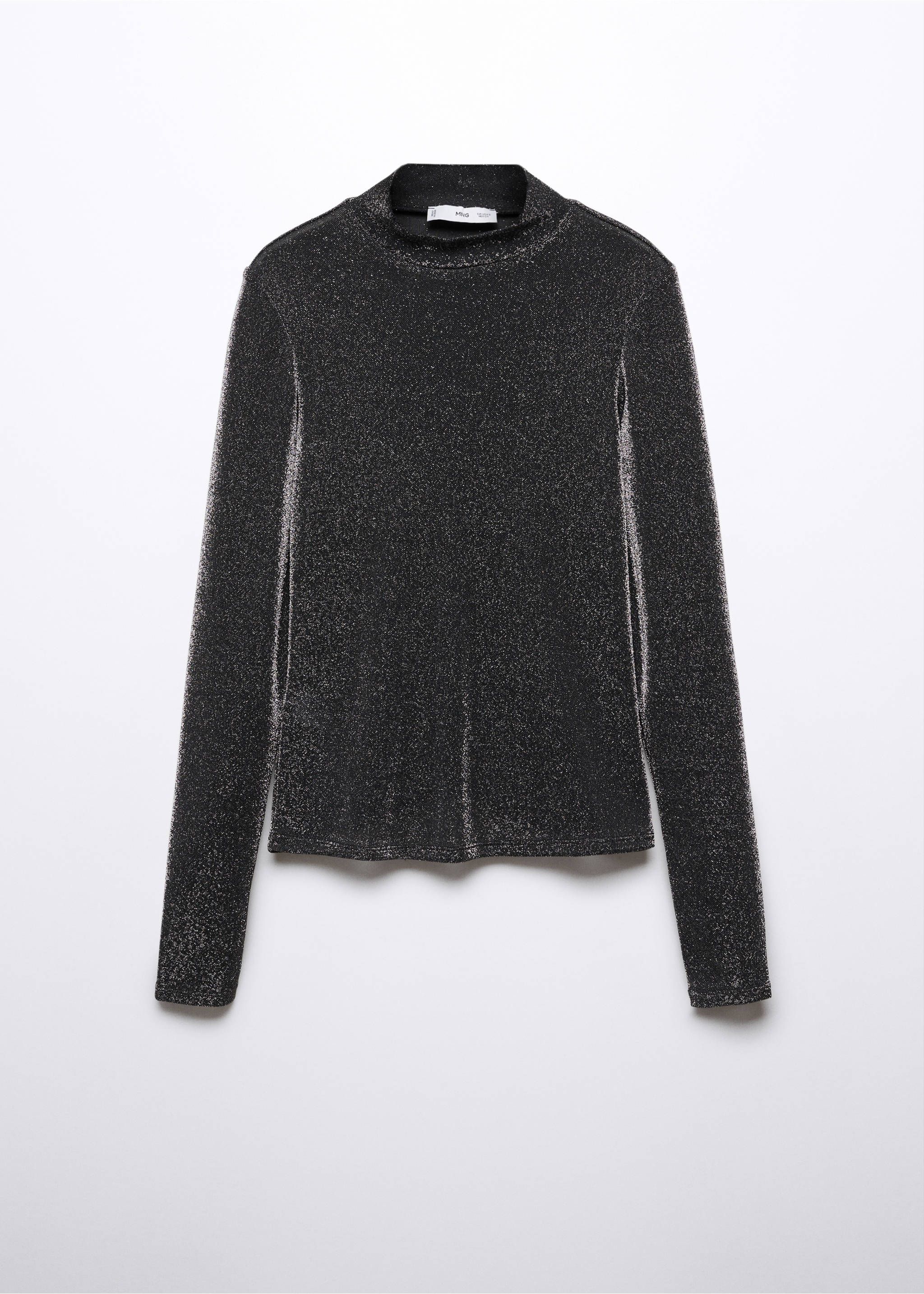 Lurex t-shirt with perkins neck - Article without model, Grey. Ref: 57009104-00.