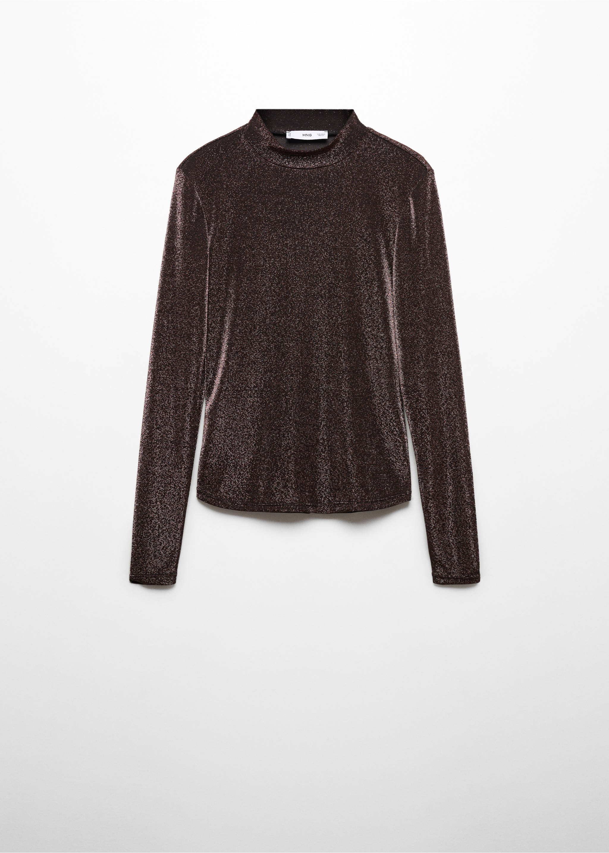 Lurex t-shirt with perkins neck - Article without model, Copper. Ref: 57009104-00.