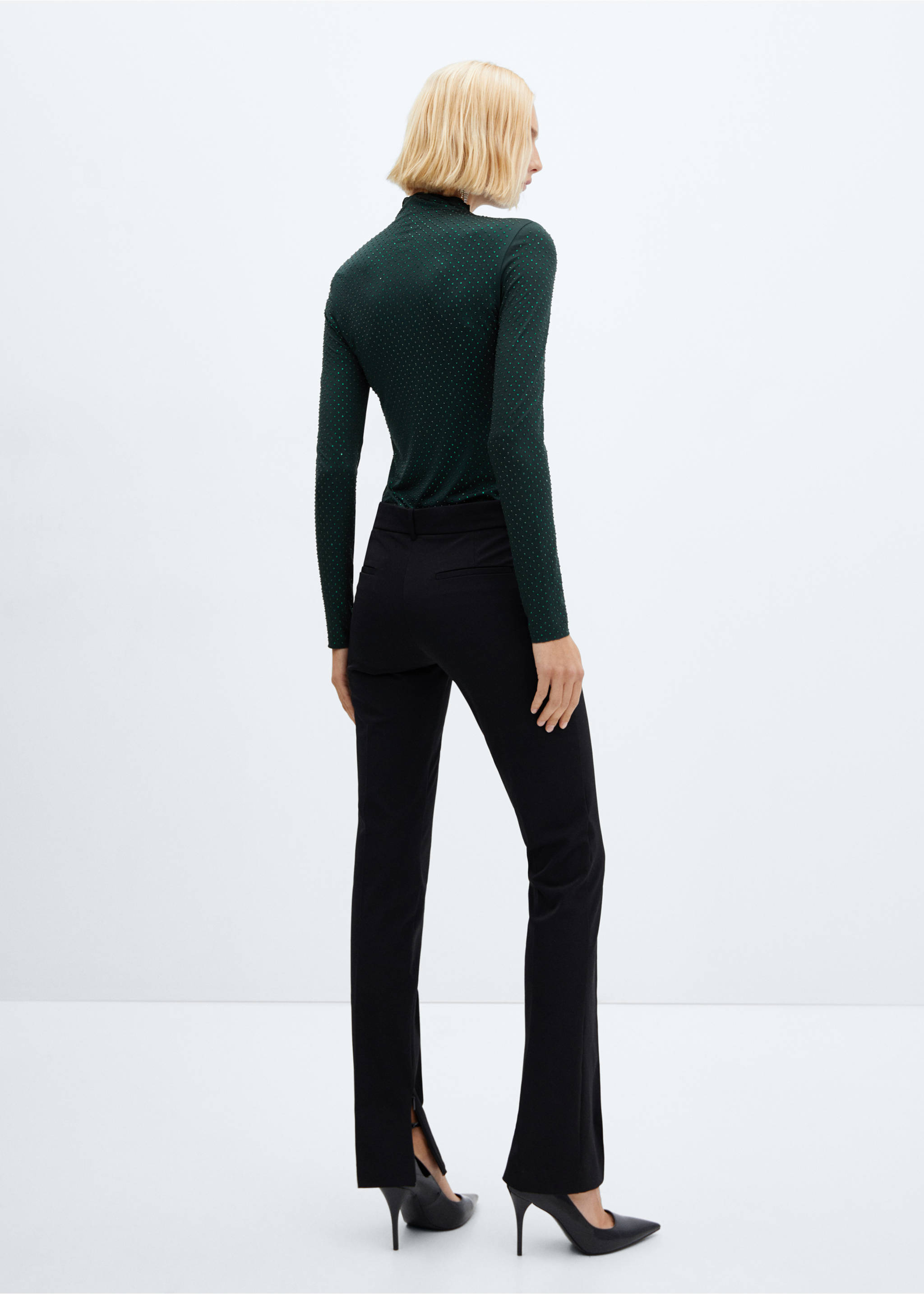 Crystal appliqué T-shirt - Reverse of the article, Dark Green. Ref: 57009106-00.