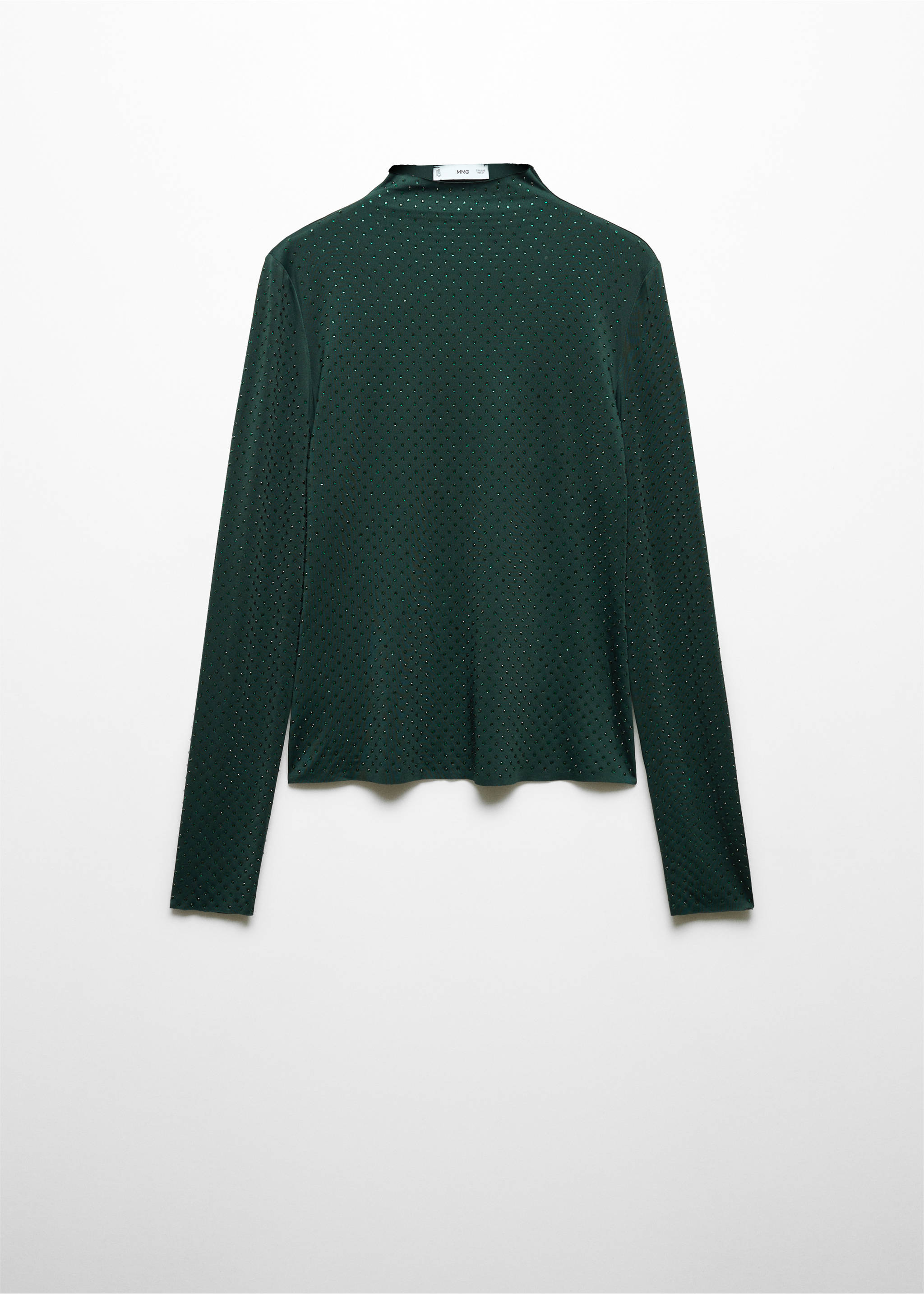 Crystal appliqué T-shirt - Article without model, Dark Green. Ref: 57009106-00.