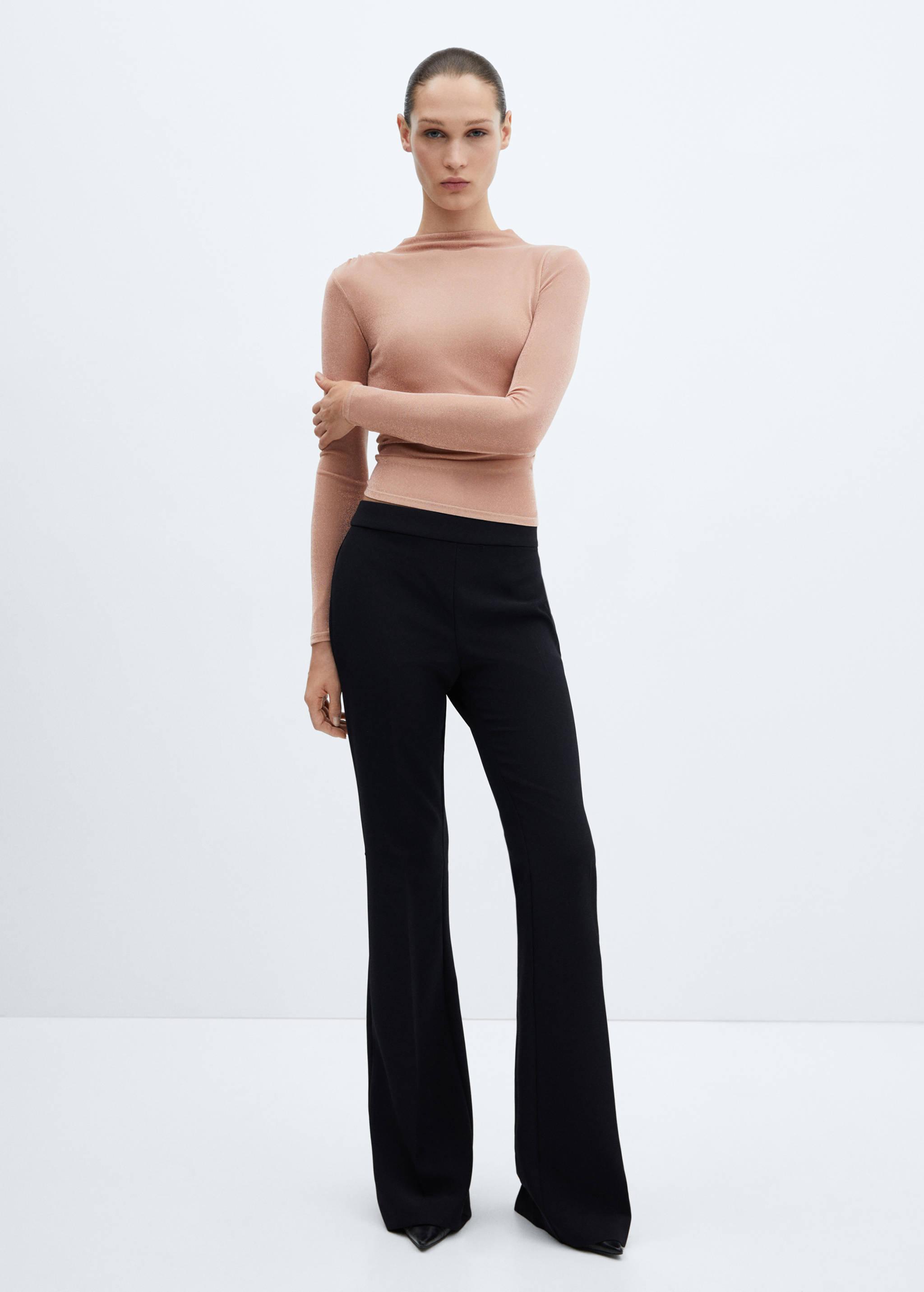 Lurex-T-Shirt mit Raffdetails - Allgemeine Ansicht