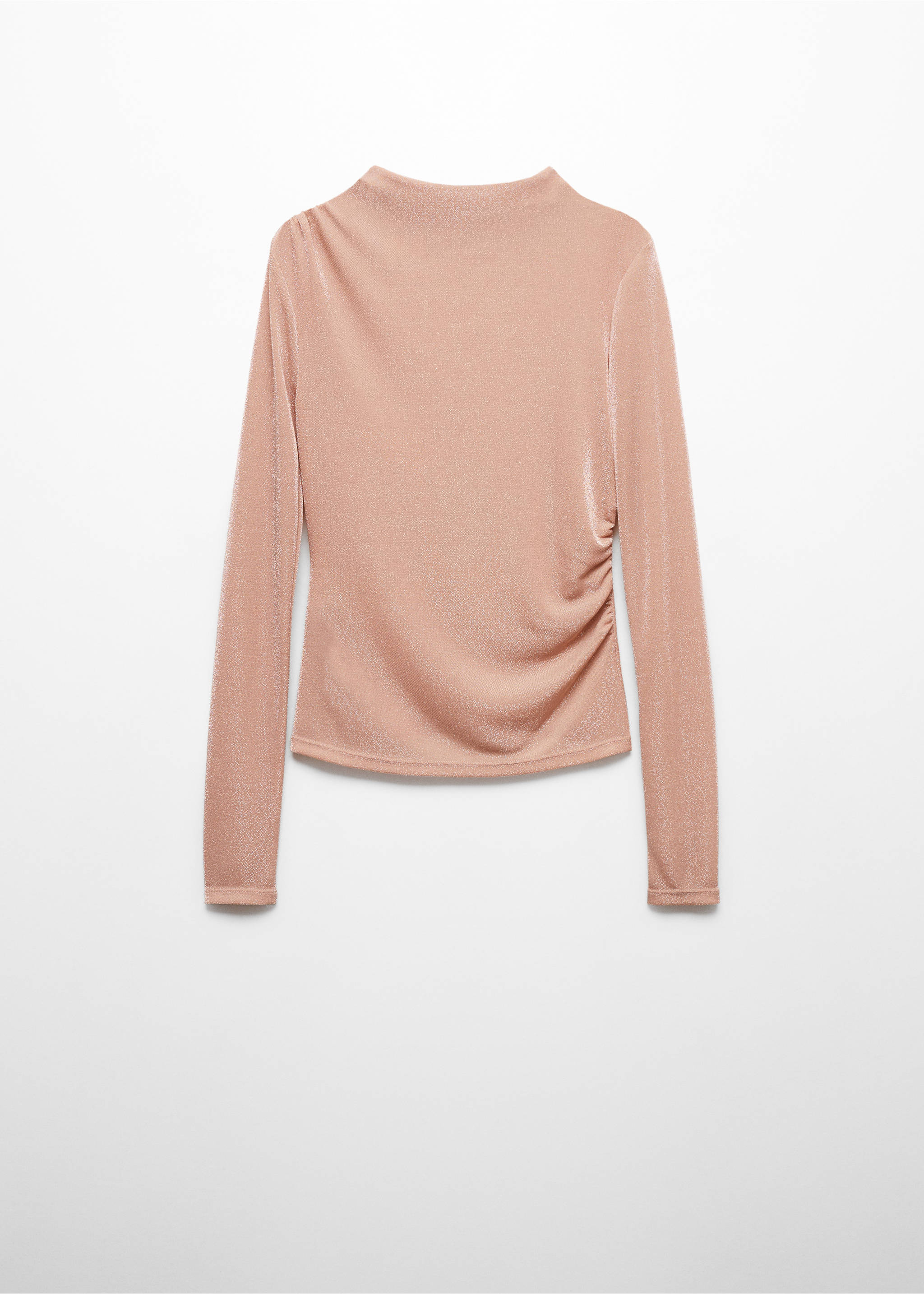Lurex t-shirt with ruched details - Article without model, Pale Pink. Ref: 57009107-00.