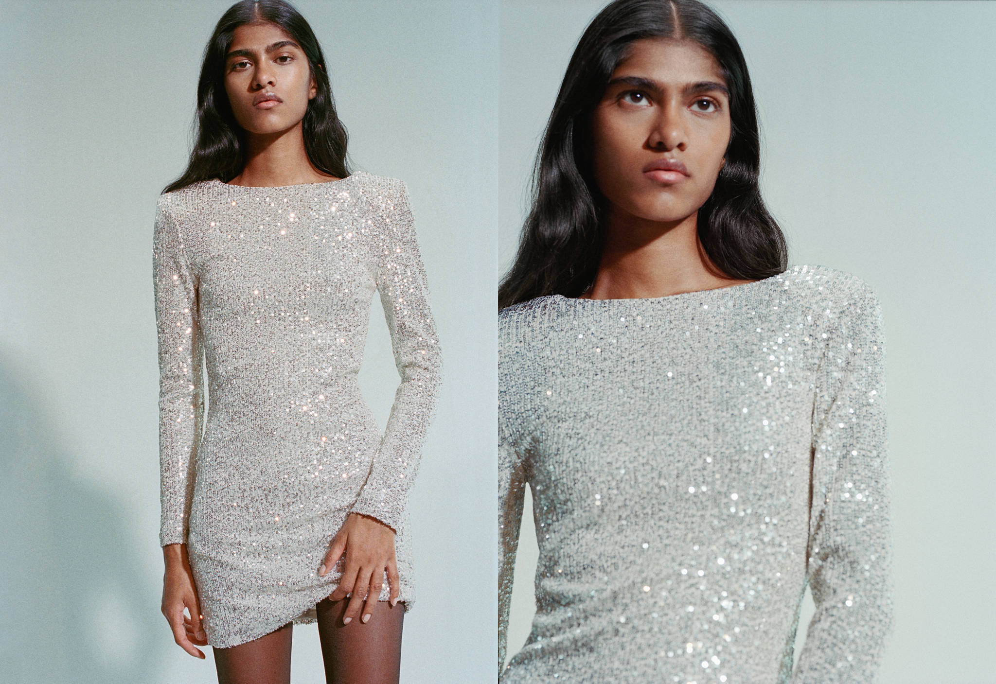Sequin shoulder pads dress - Panoramic plane