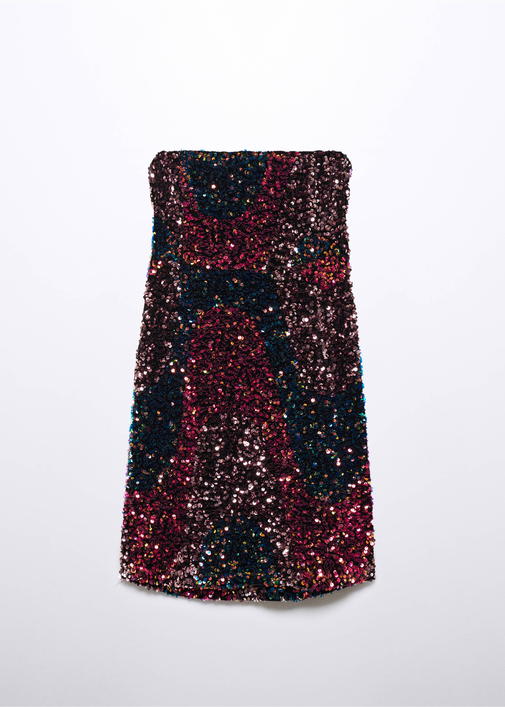 Strapless sequin dress - Article without model, Red. Ref: 57009115-00.
