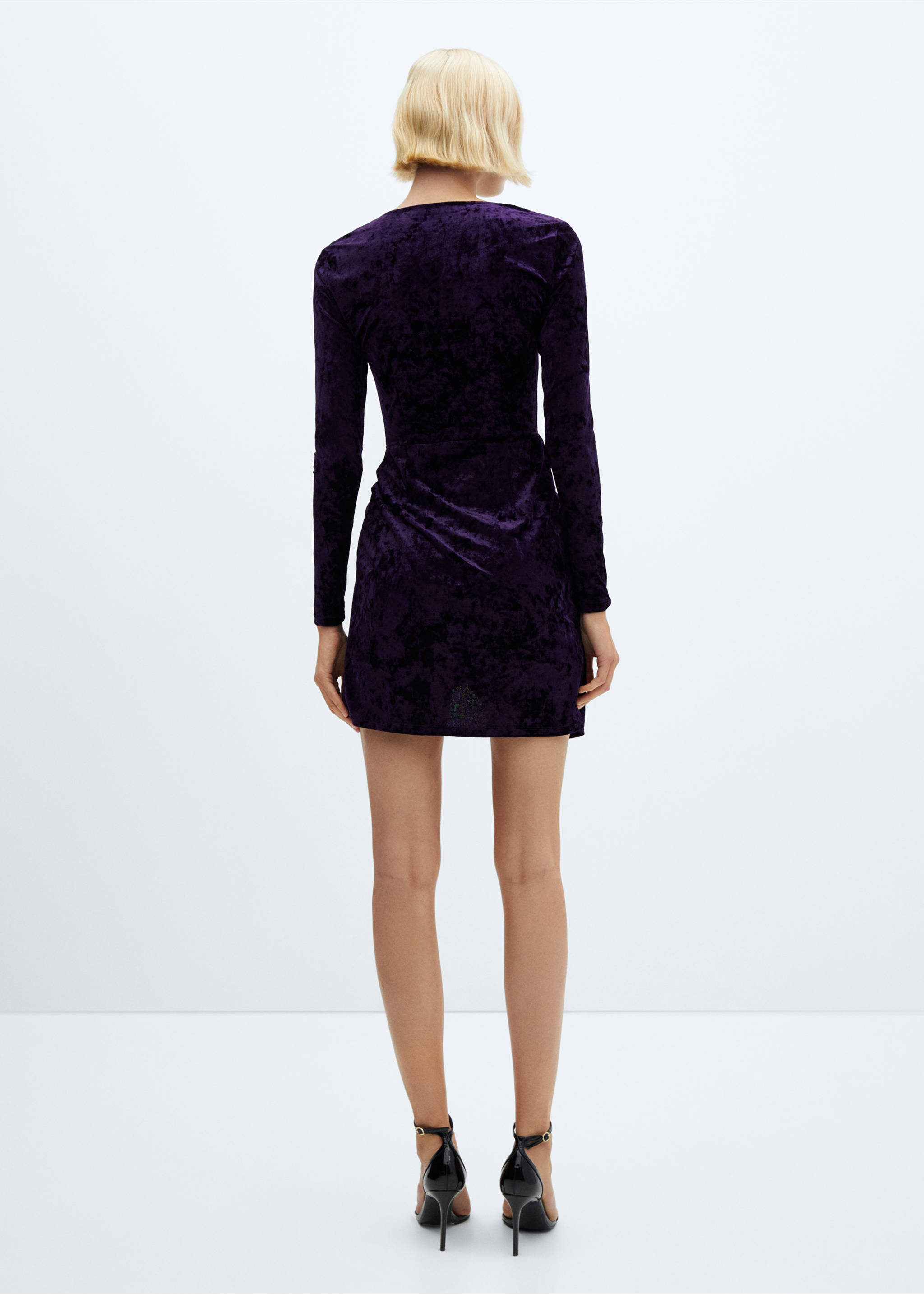 Velvet crossed dress - Reverse of the article, Purple. Ref: 57009116-00.