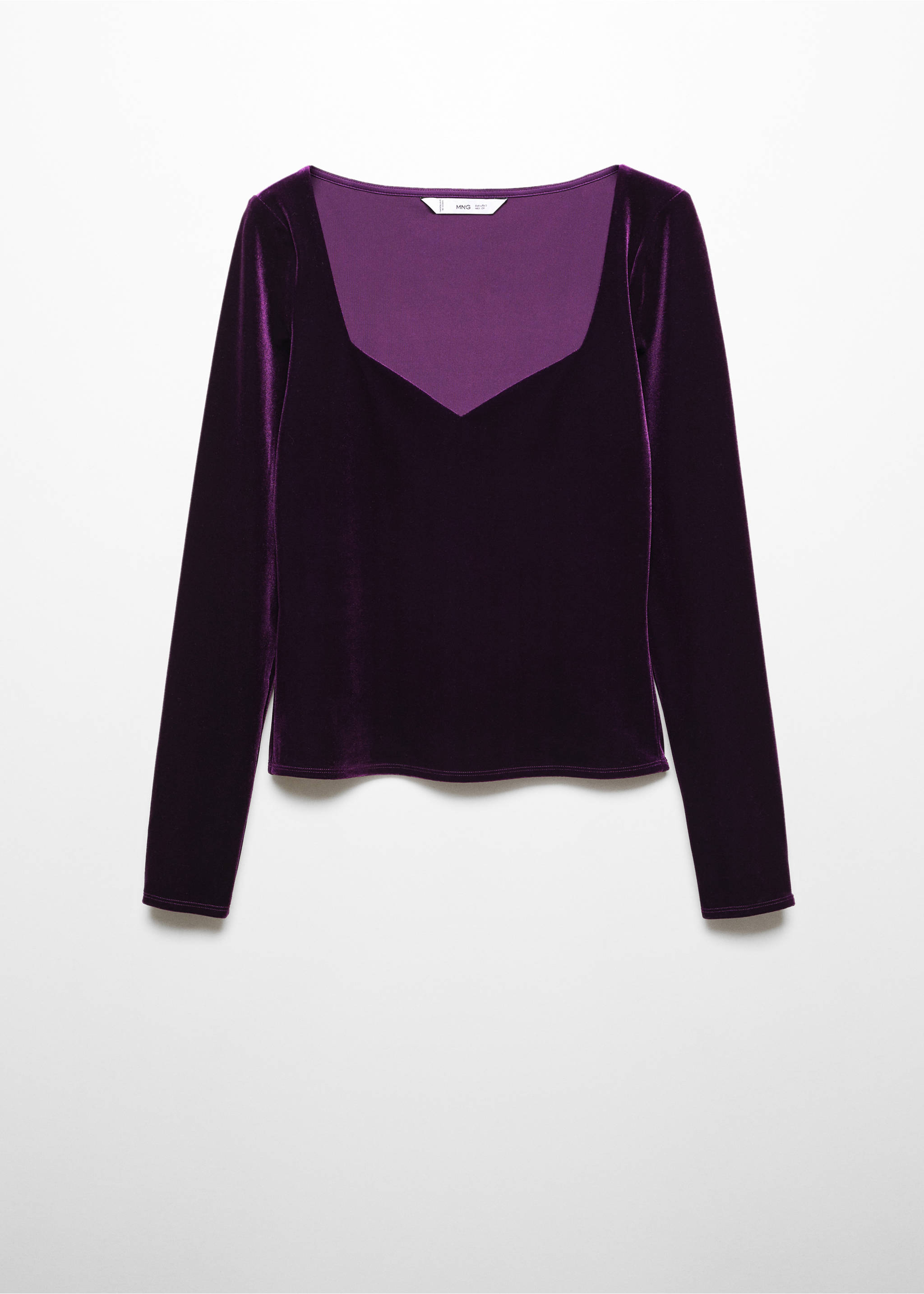 Low-cut velvet t-shirt - Article without model, Purple. Ref: 57009118-00.