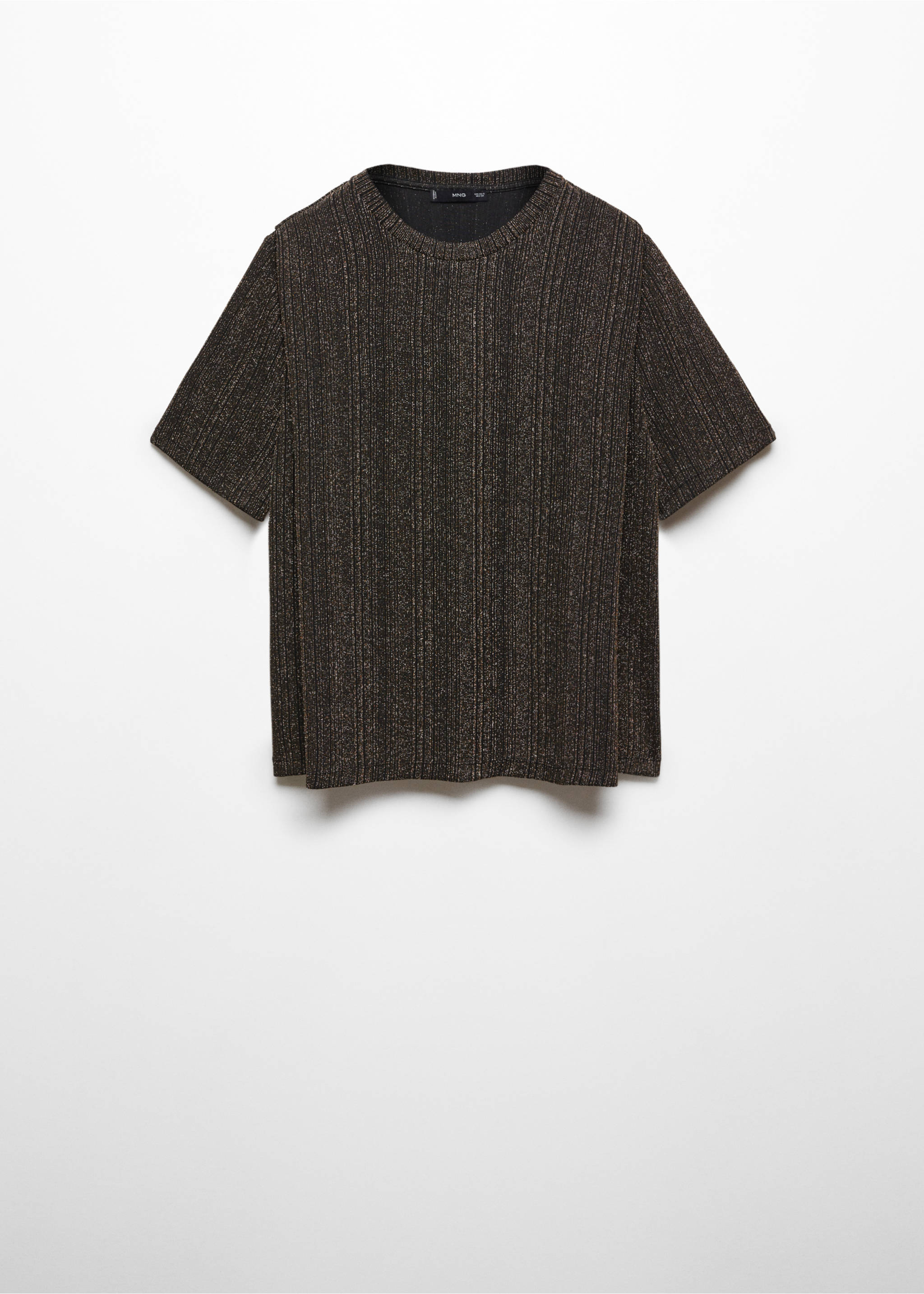 Lurex knitted t-shirt - Article without model, Gold. Ref: 57009119-00.