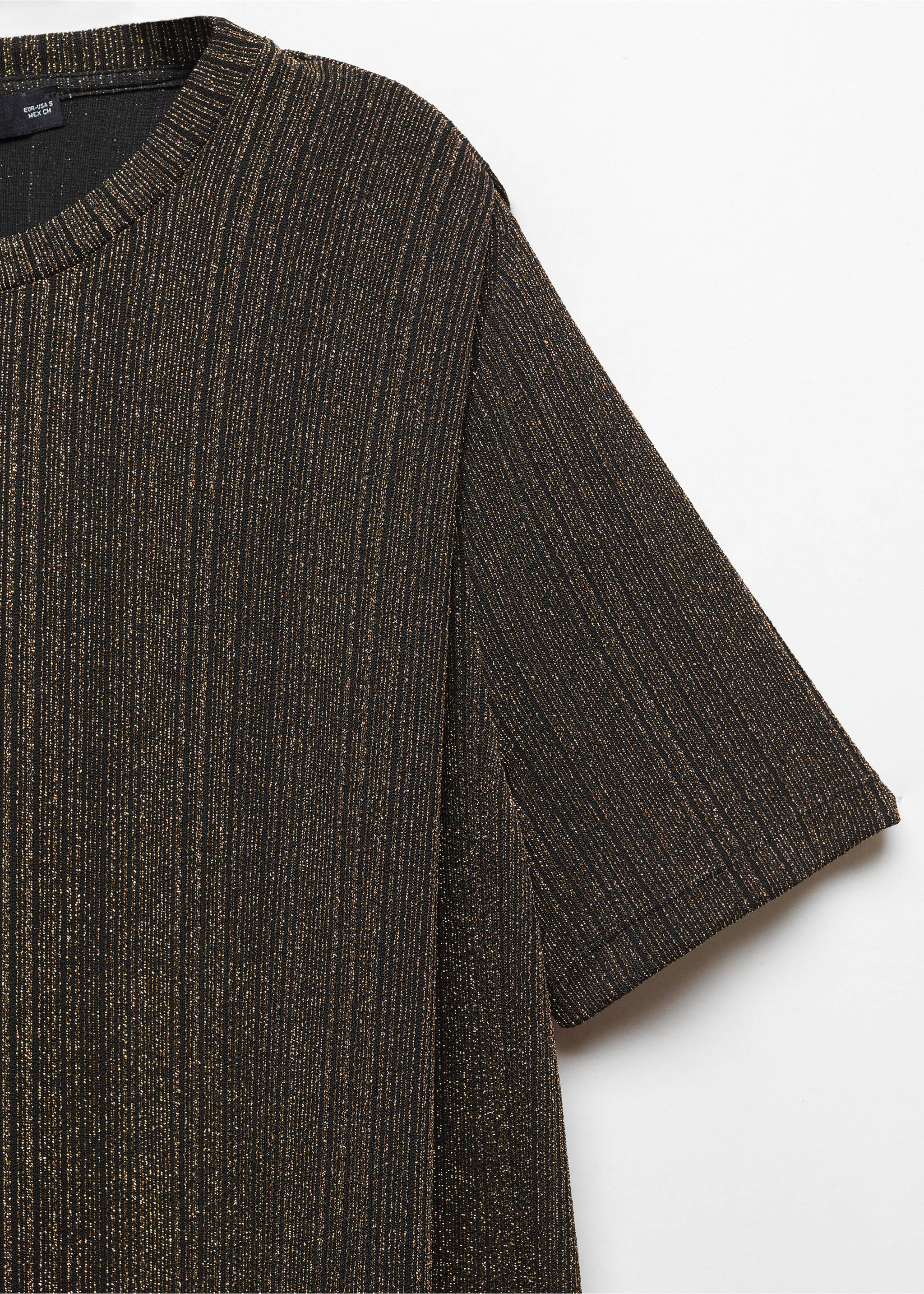 Lurex knitted t-shirt - Details of the article 8, Gold. Ref: 57009119-00.