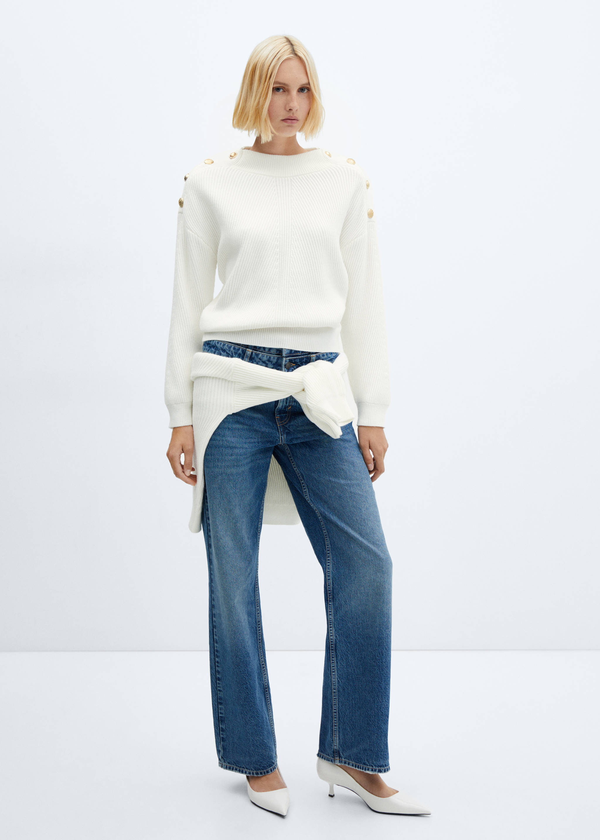 Ribbed sweater with buttons - General plane